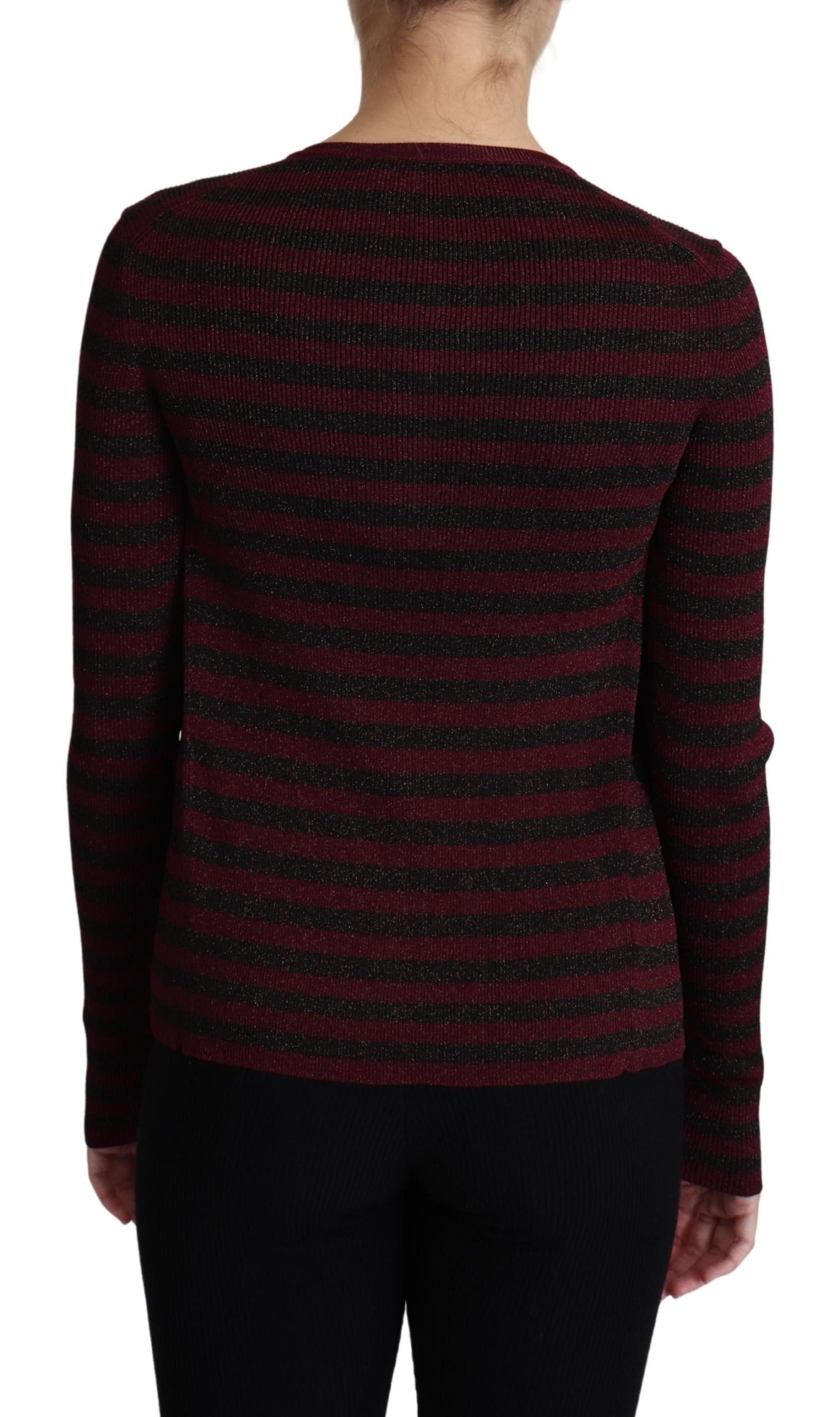 Dolce & Gabbana Black Red Striped Viscose Cardigan Sweater | Regal Royce