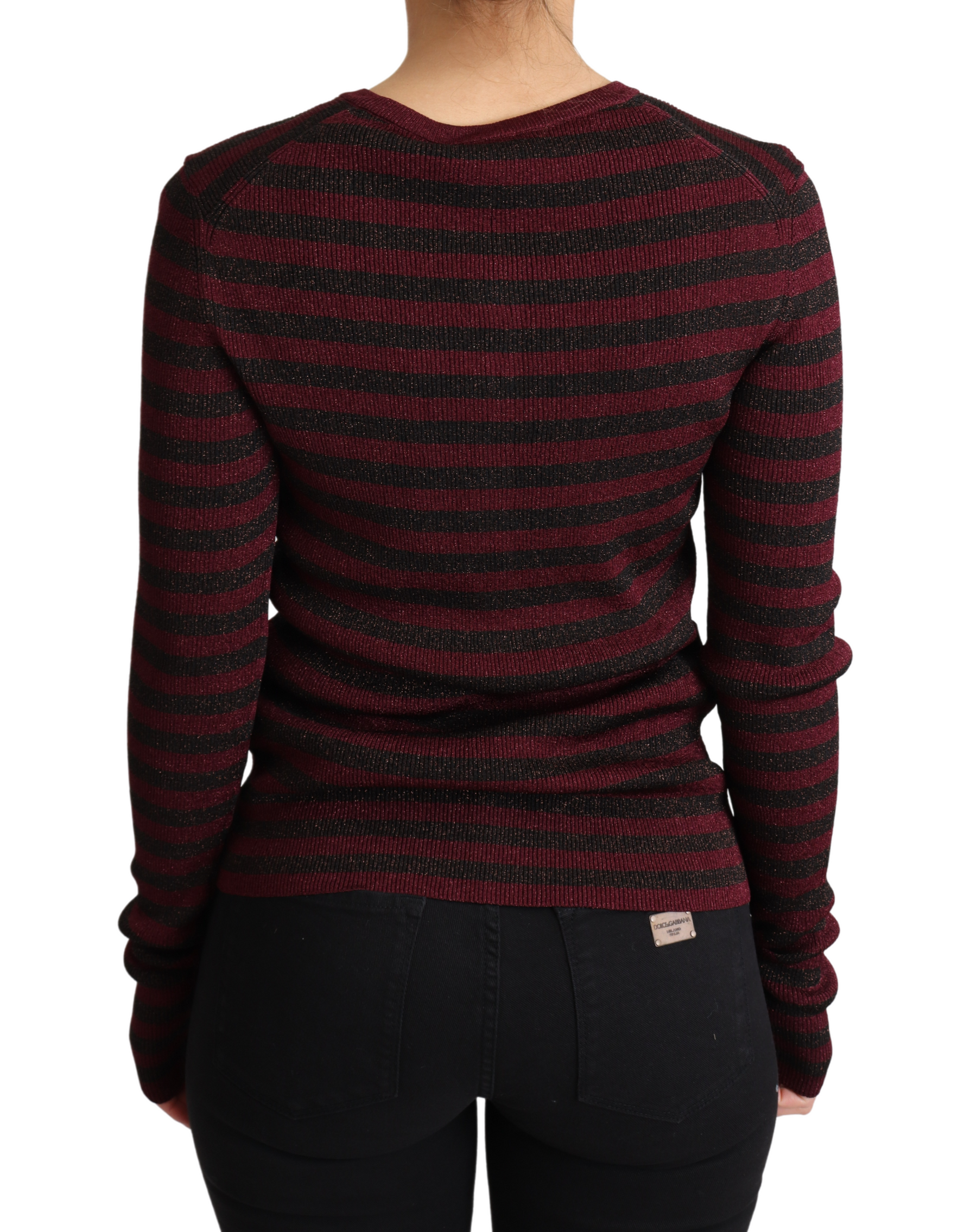 Dolce & Gabbana Black Red Striped Viscose Cardigan Sweater | Regal Royce