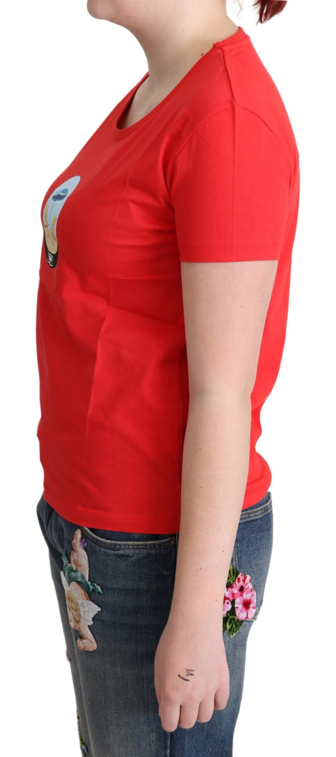 Moschino Red Printed Cotton Short Sleeves Tops Blouse T-shirt | Regal Royce