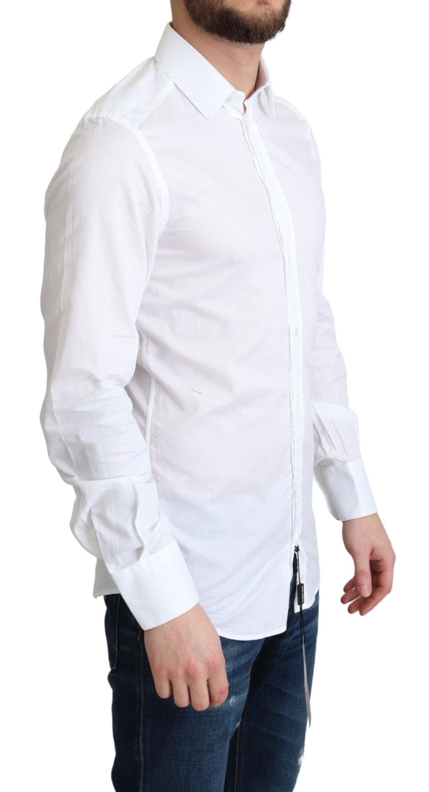 Dolce & Gabbana White Cotton Long Sleeves Formal Shirt | Regal Royce