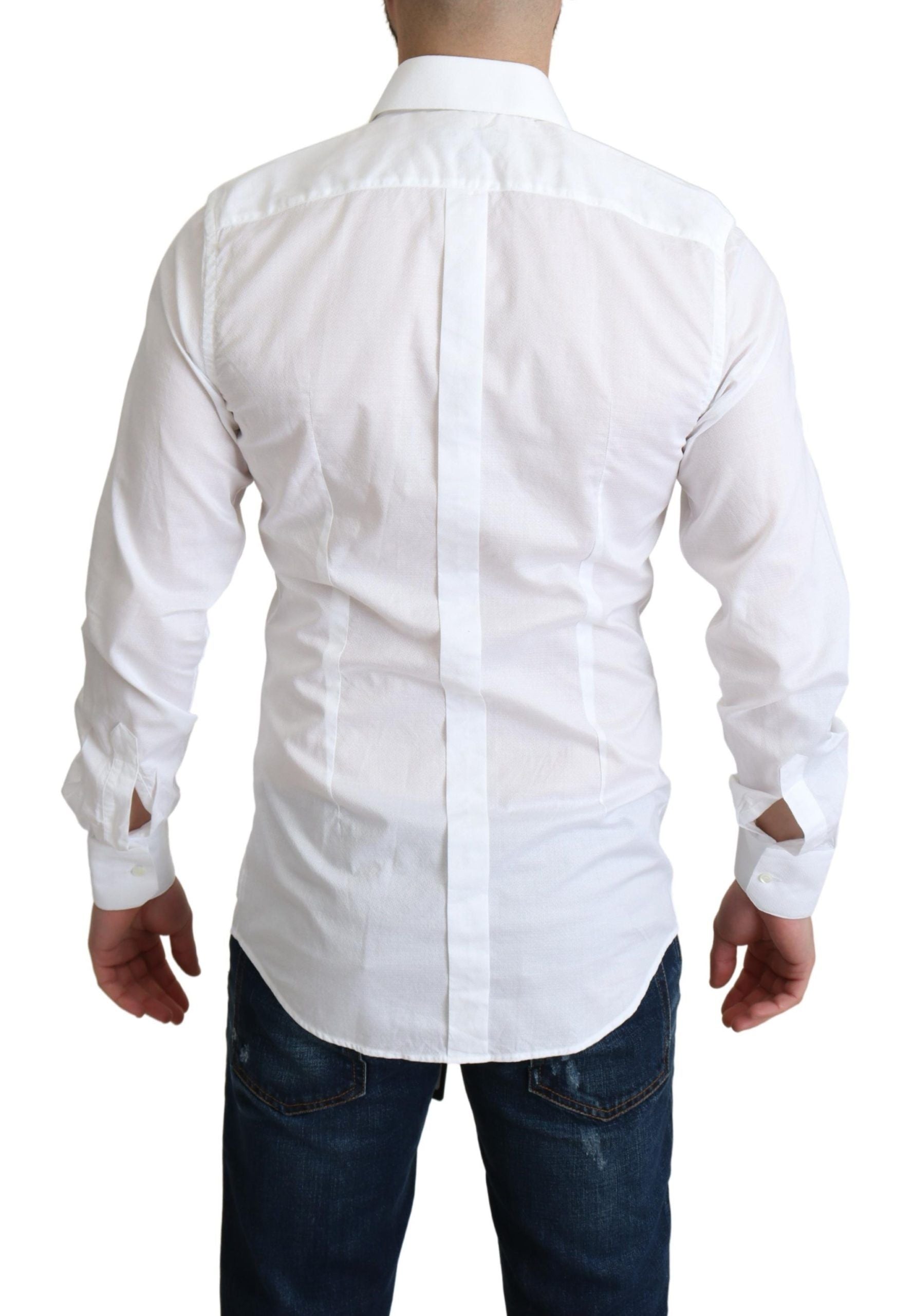 Dolce & Gabbana White Cotton Long Sleeves Formal Shirt | Regal Royce