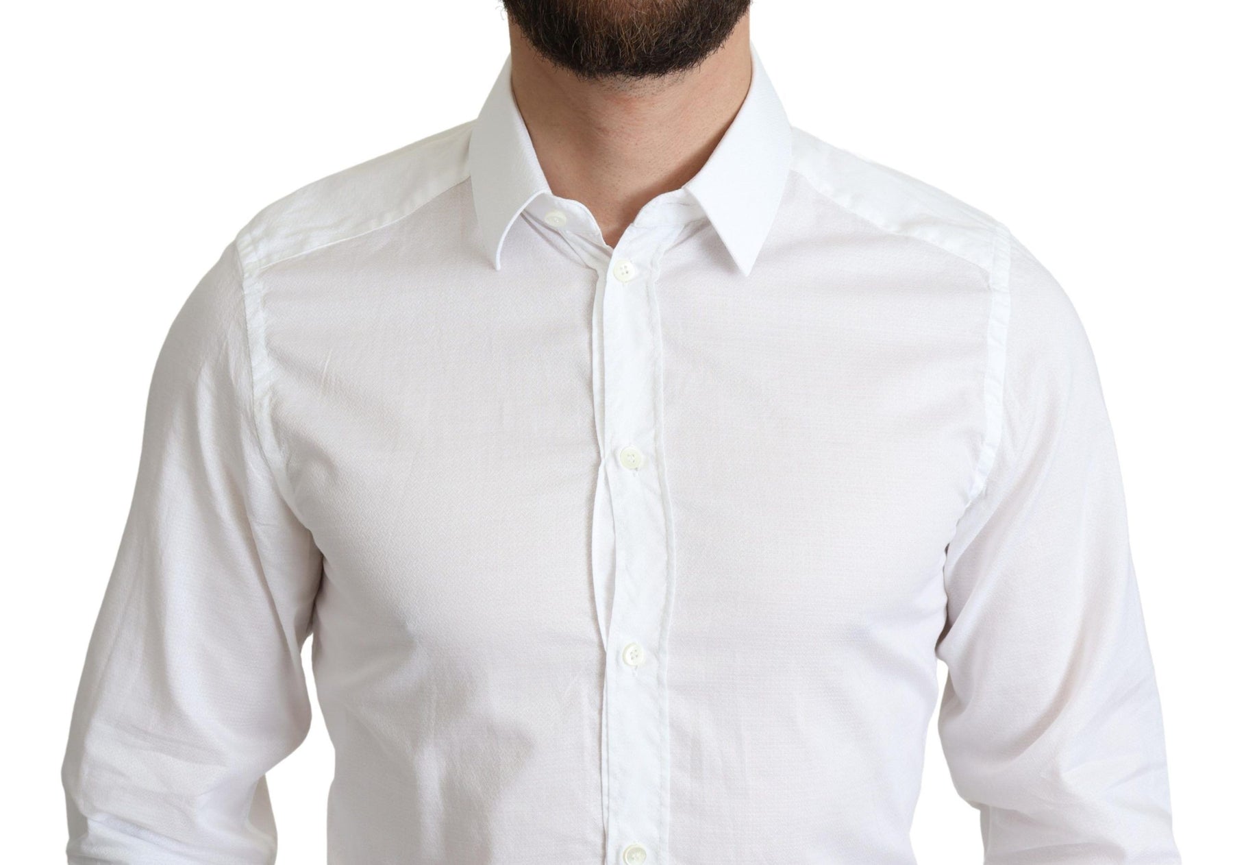 Dolce & Gabbana White Cotton Long Sleeves Formal Shirt | Regal Royce