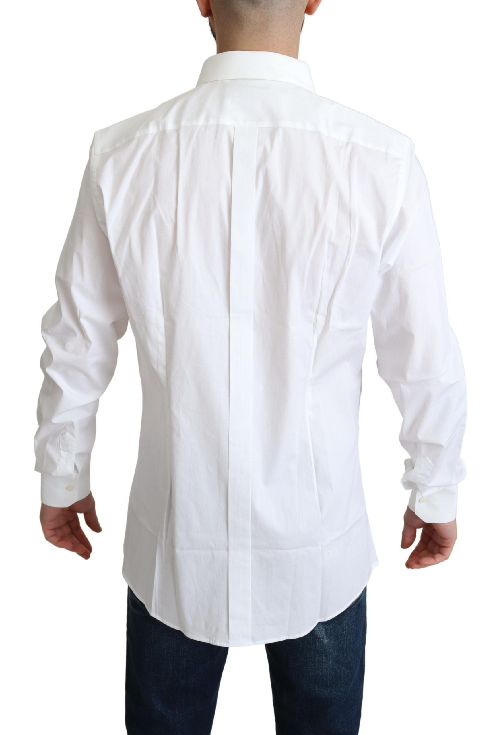 Dolce & Gabbana White Cotton Stretch Men Dress Formal Shirt | Regal Royce