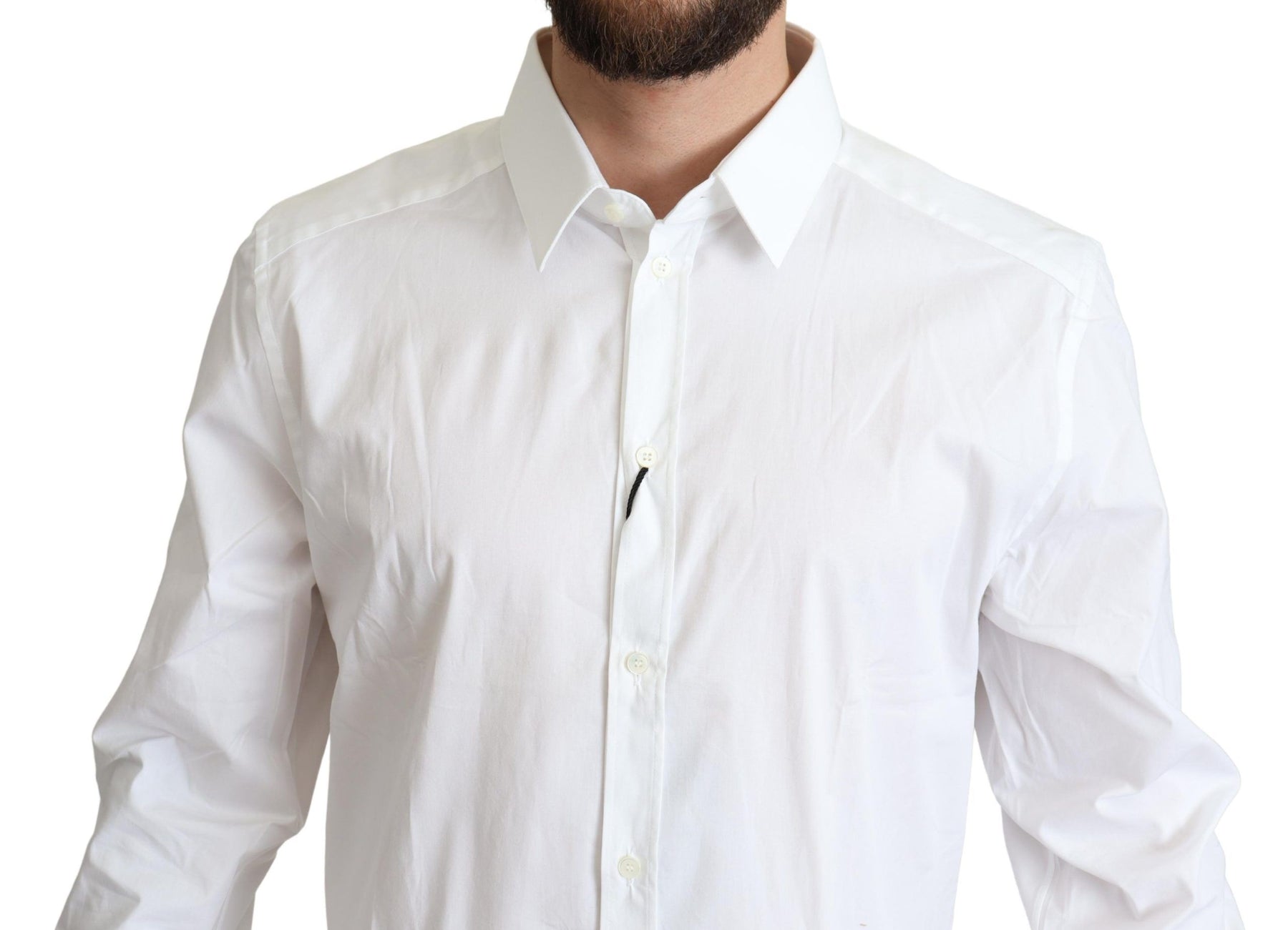 Dolce & Gabbana White Cotton Stretch Men Dress Formal Shirt | Regal Royce