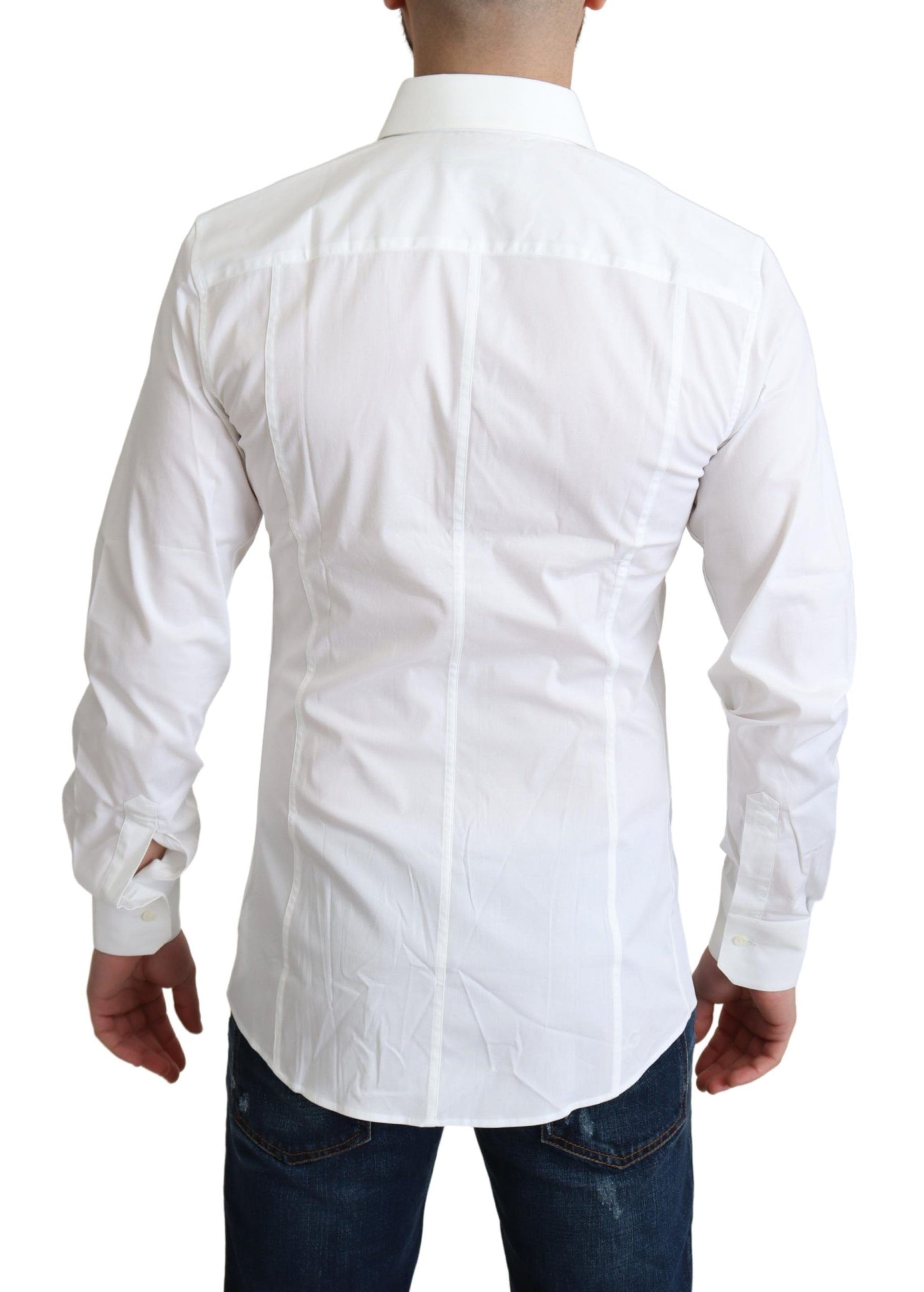Dolce & Gabbana White Cotton Stretch Men Formal SICILIA Shirt | Regal Royce