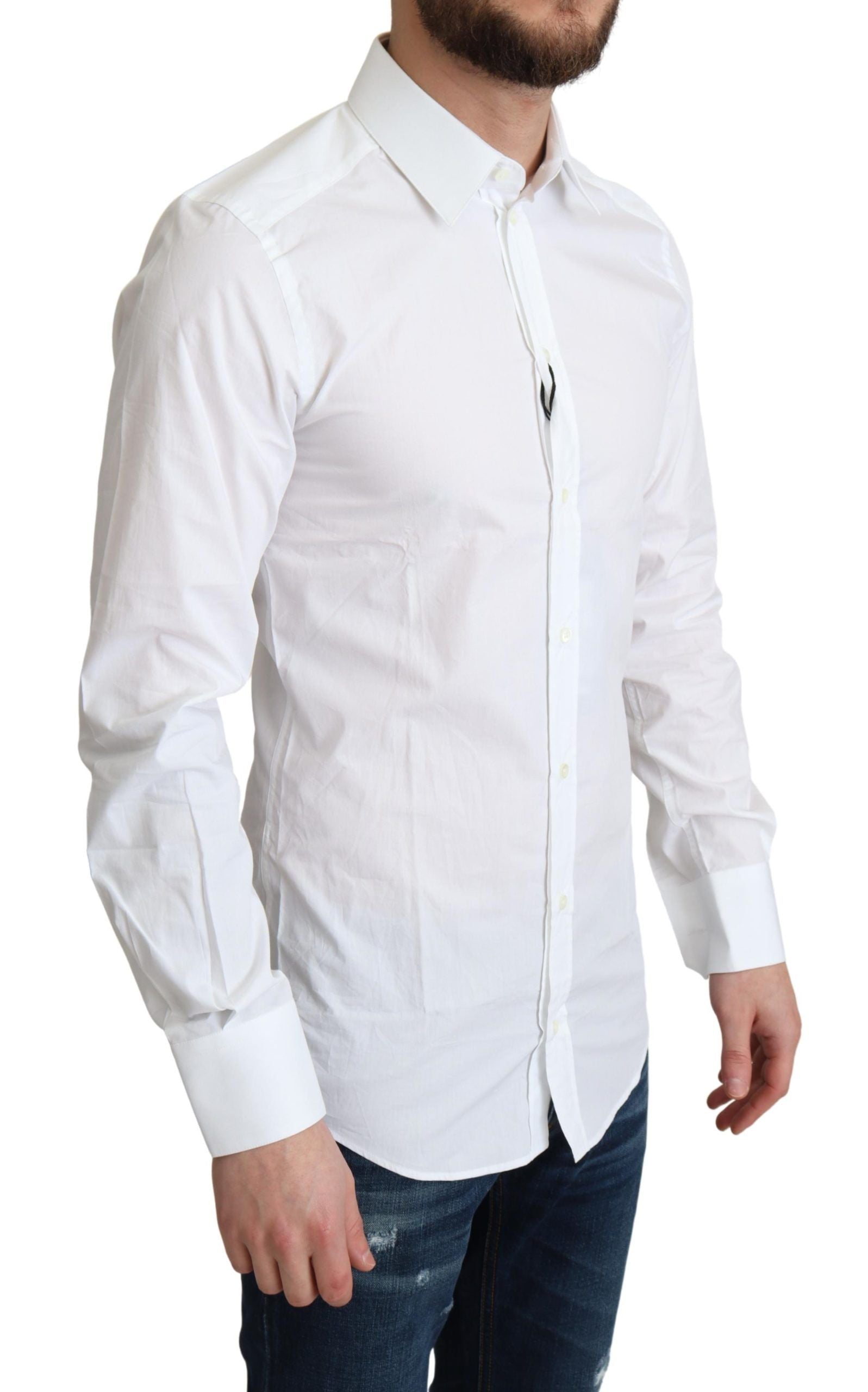 Dolce & Gabbana White Pure Cotton Men Dress Formal Shirt | Regal Royce