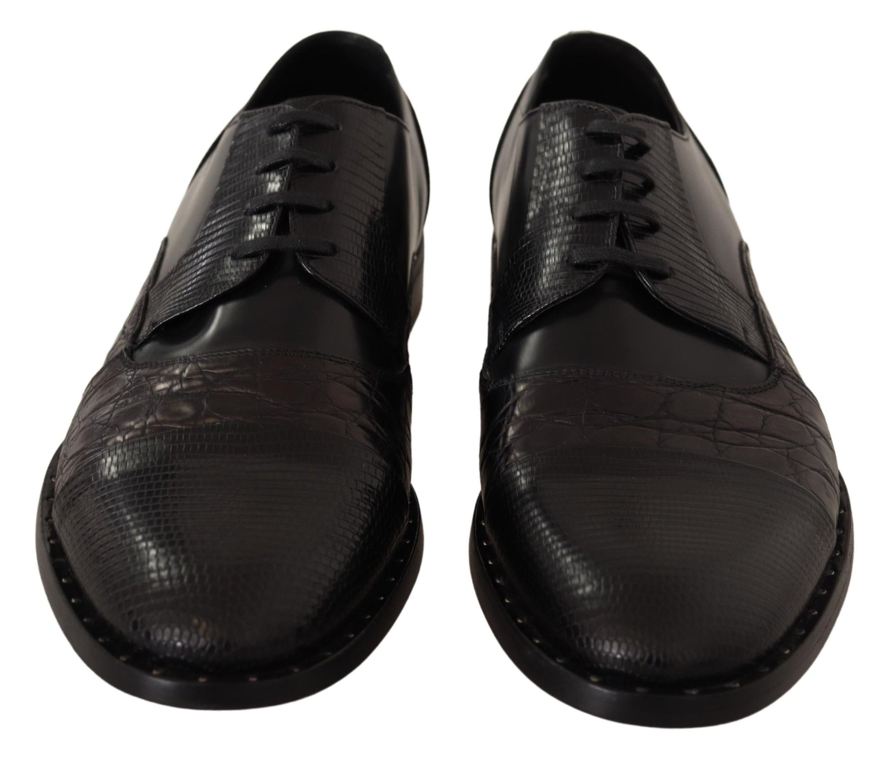 Dolce & Gabbana Black Leather Exotic Skins Formal Shoes | Regal Royce