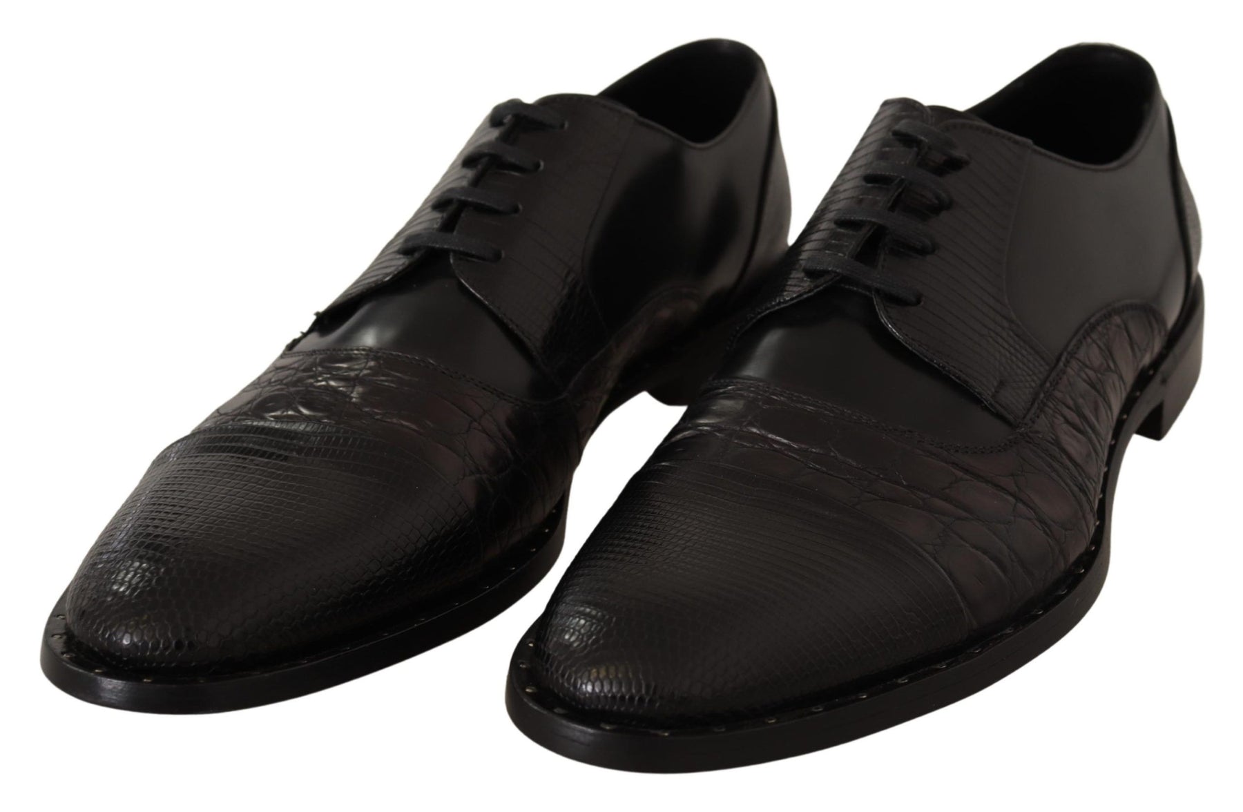 Dolce & Gabbana Black Leather Exotic Skins Formal Shoes | Regal Royce