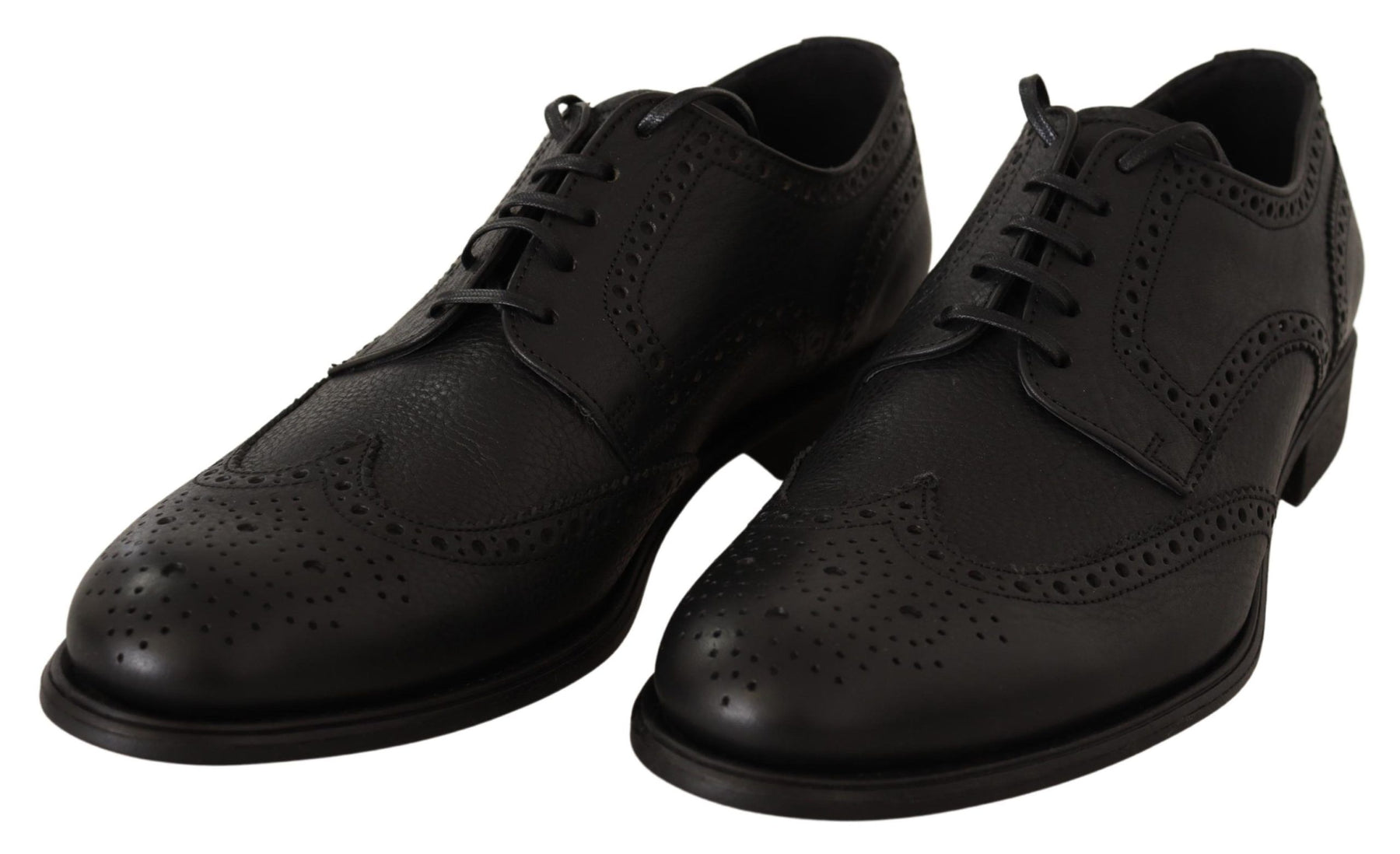 Dolce & Gabbana Black Leather Oxford Wingtip Formal Dress Shoes | Regal Royce