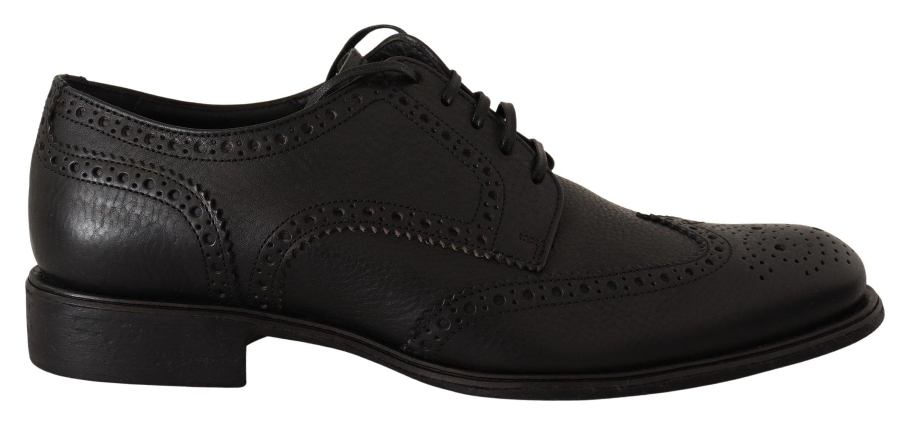 Dolce & Gabbana Black Leather Oxford Wingtip Formal Dress Shoes | Regal Royce