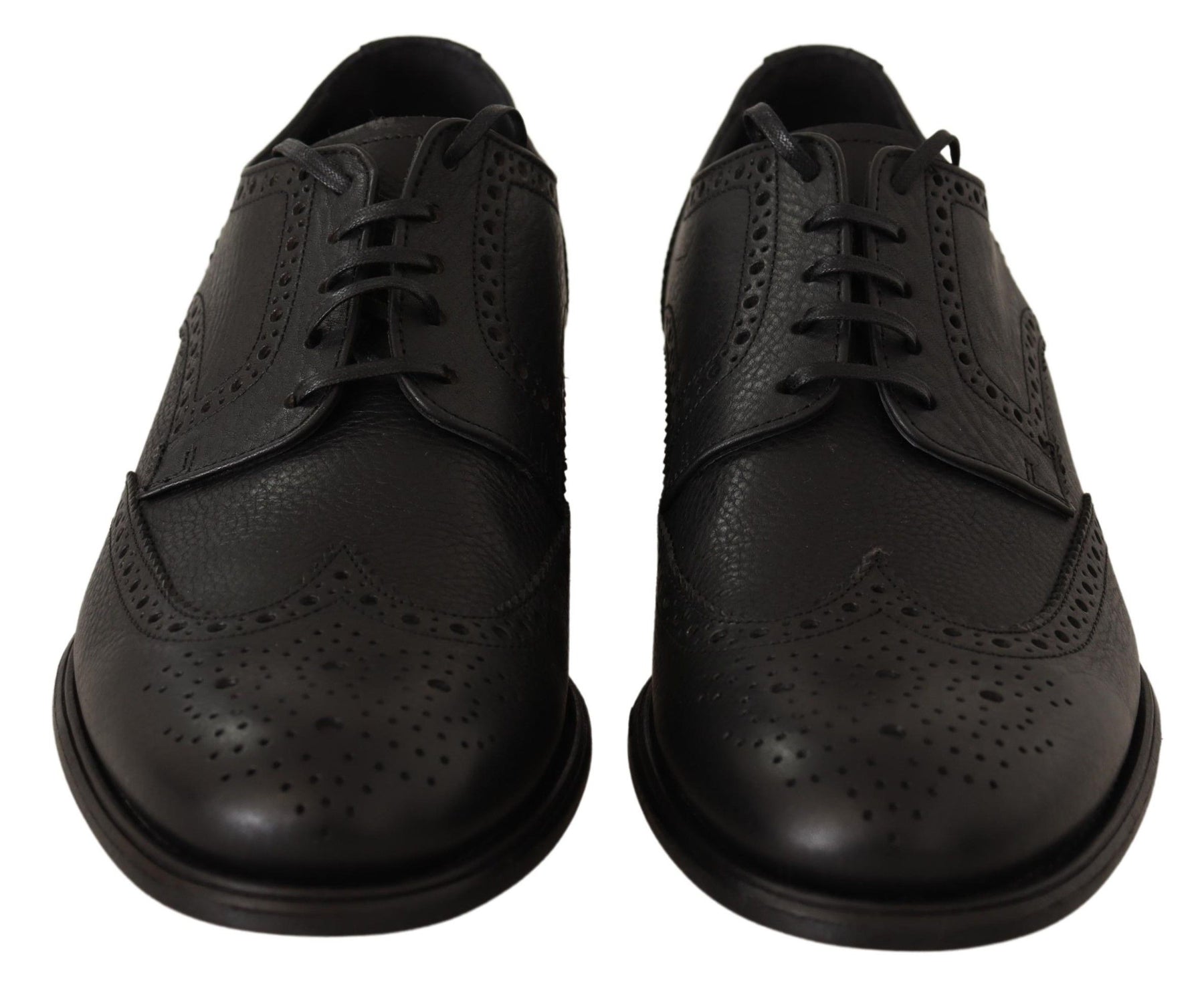 Dolce & Gabbana Black Leather Oxford Wingtip Formal Dress Shoes | Regal Royce