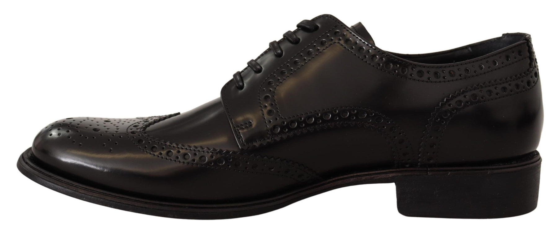 Dolce & Gabbana Black Leather Oxford Wingtip Formal Shoes | Regal Royce