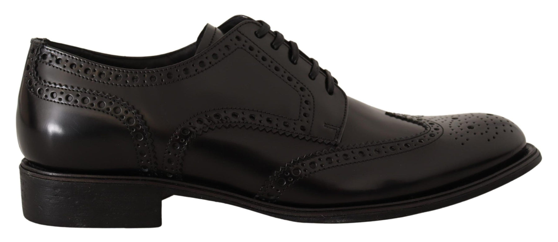 Dolce & Gabbana Black Leather Oxford Wingtip Formal Shoes | Regal Royce