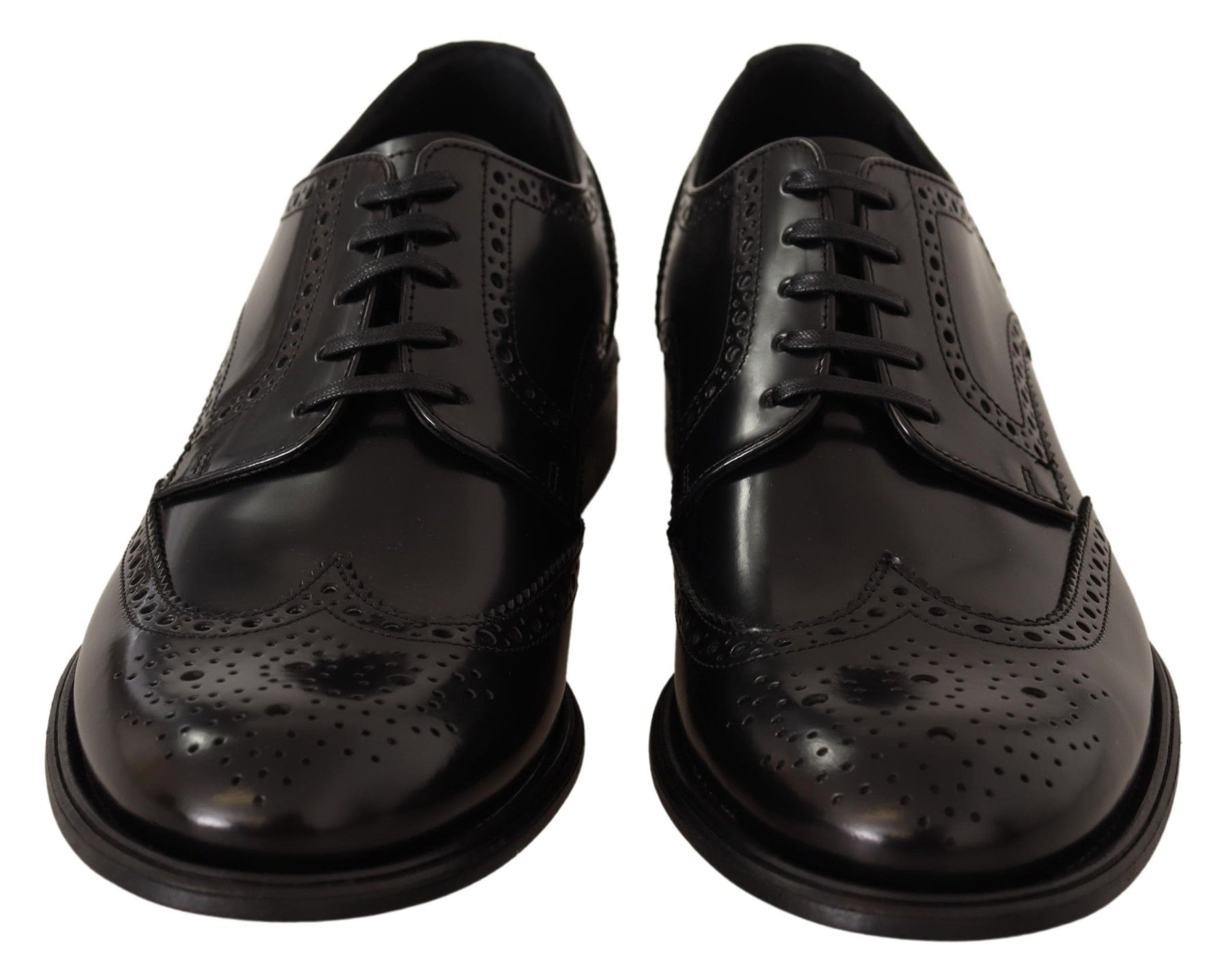 Dolce & Gabbana Black Leather Oxford Wingtip Formal Shoes | Regal Royce
