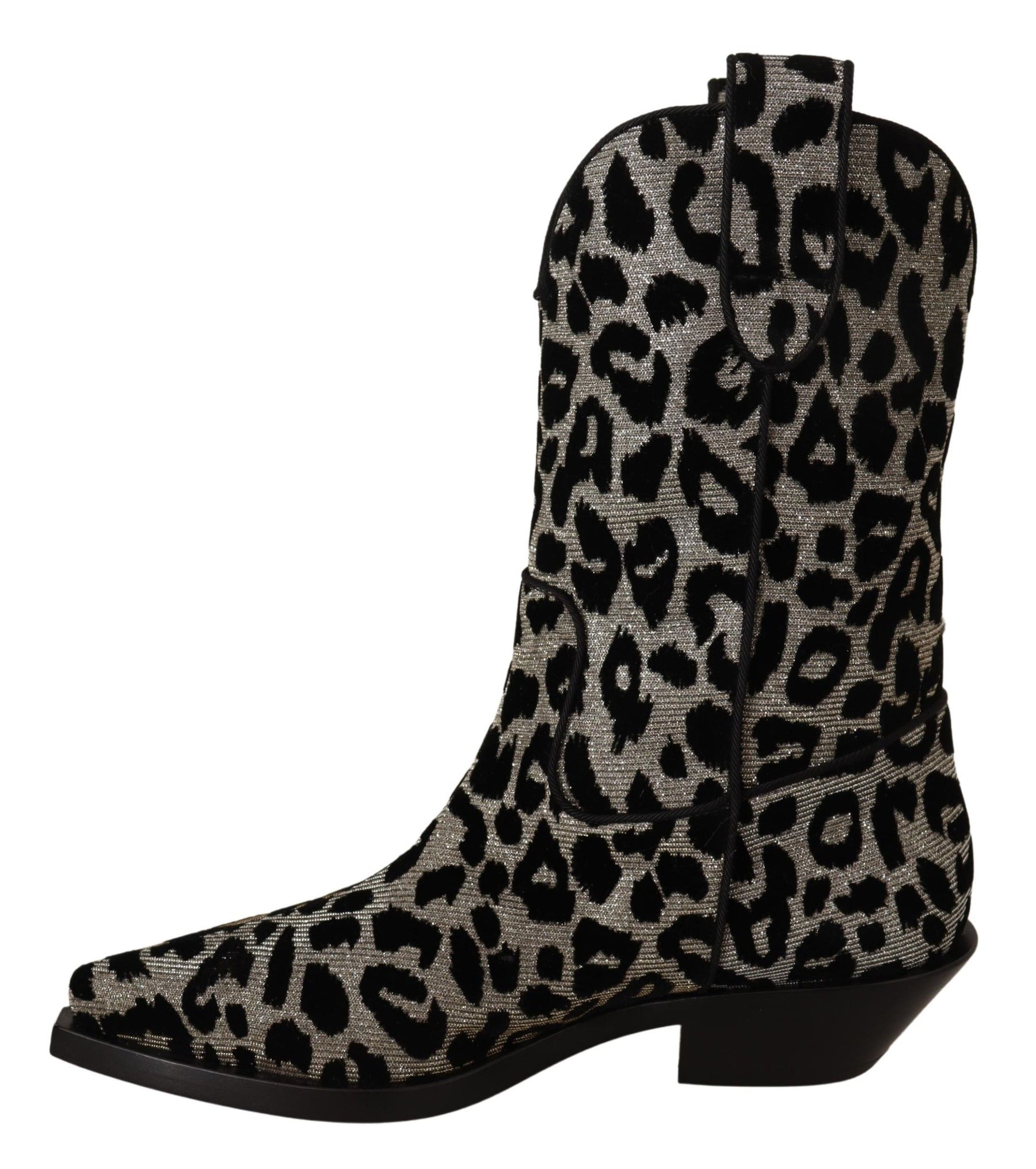 Dolce & Gabbana Gray Black Leopard Cowboy Boots Shoes | Regal Royce