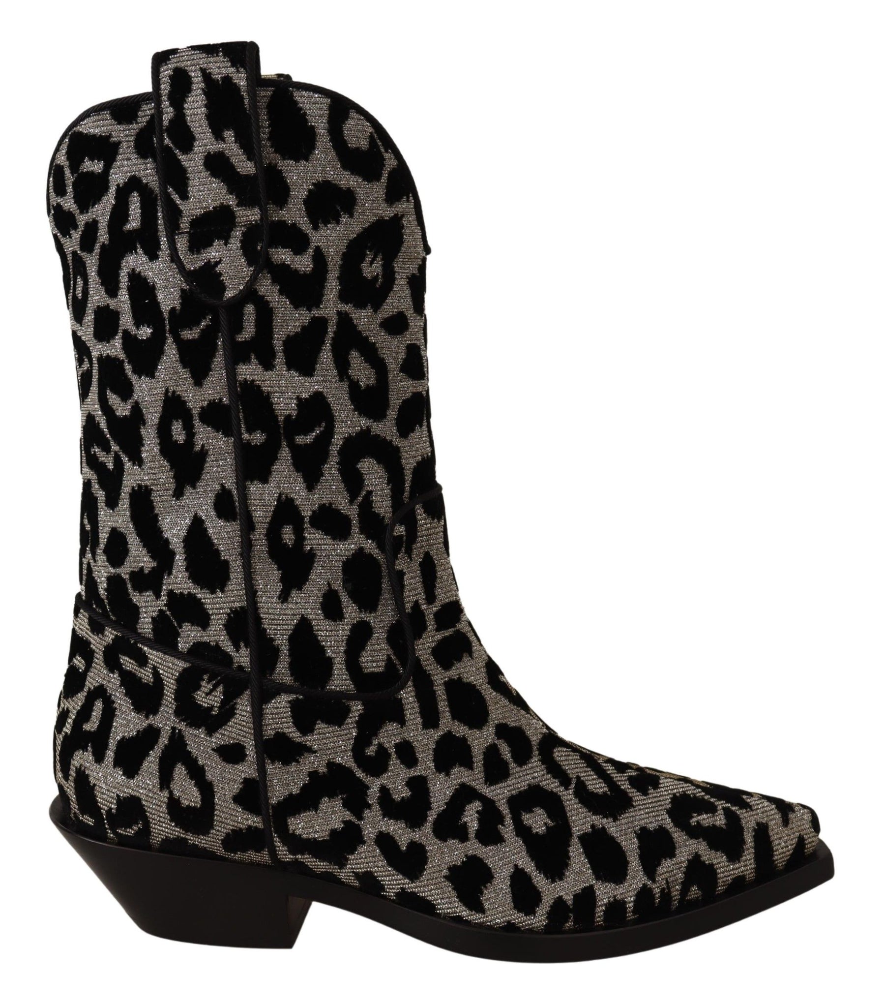 Dolce & Gabbana Gray Black Leopard Cowboy Boots Shoes | Regal Royce