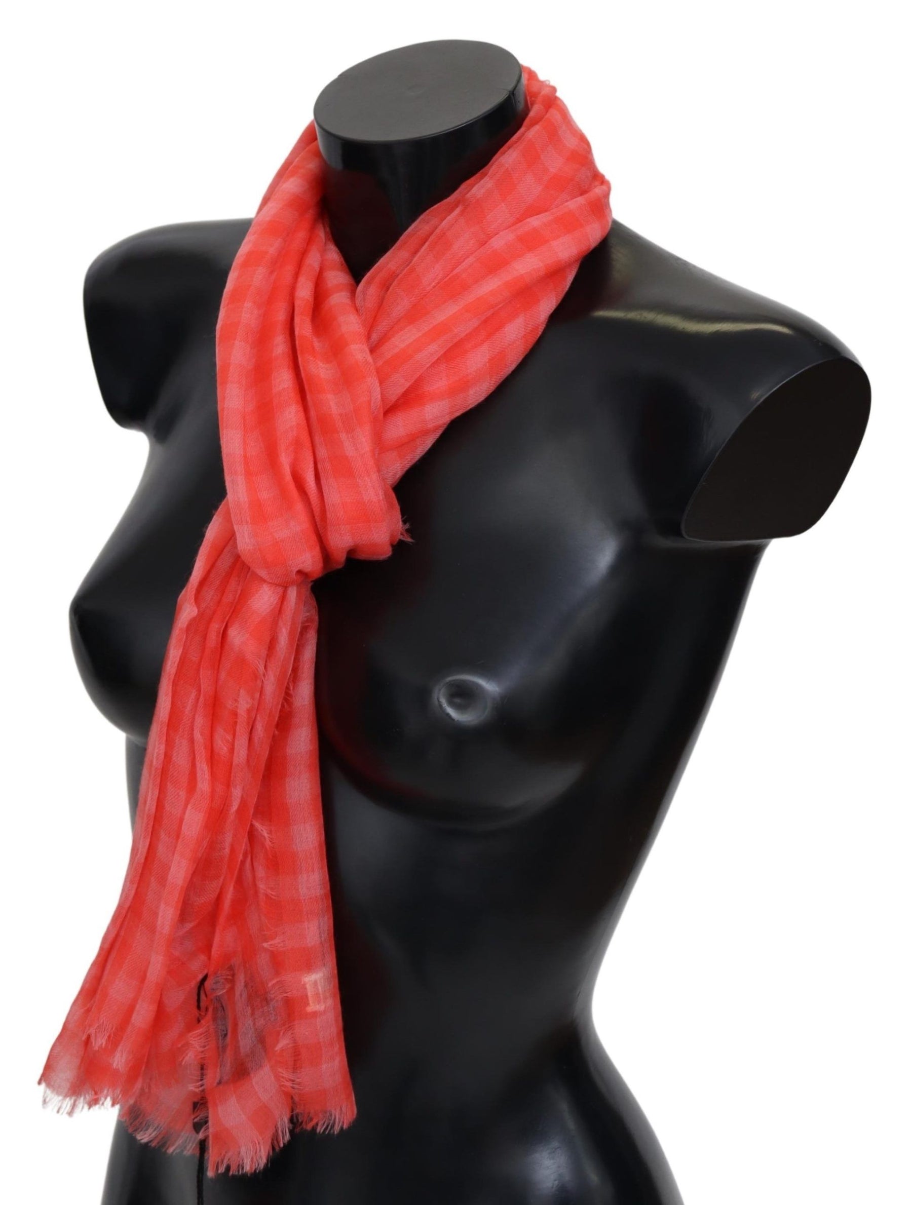 Missoni Orange Check Cashmere Unisex Wrap Fringes Scarf | Regal Royce