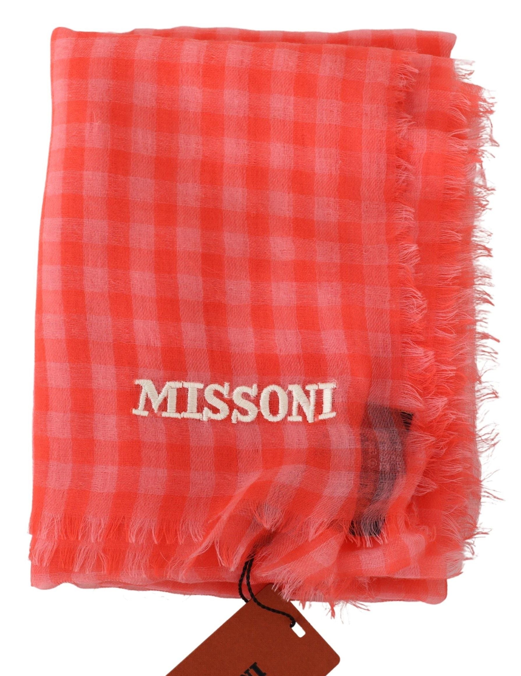 Missoni Orange Check Cashmere Unisex Wrap Fringes Scarf | Regal Royce