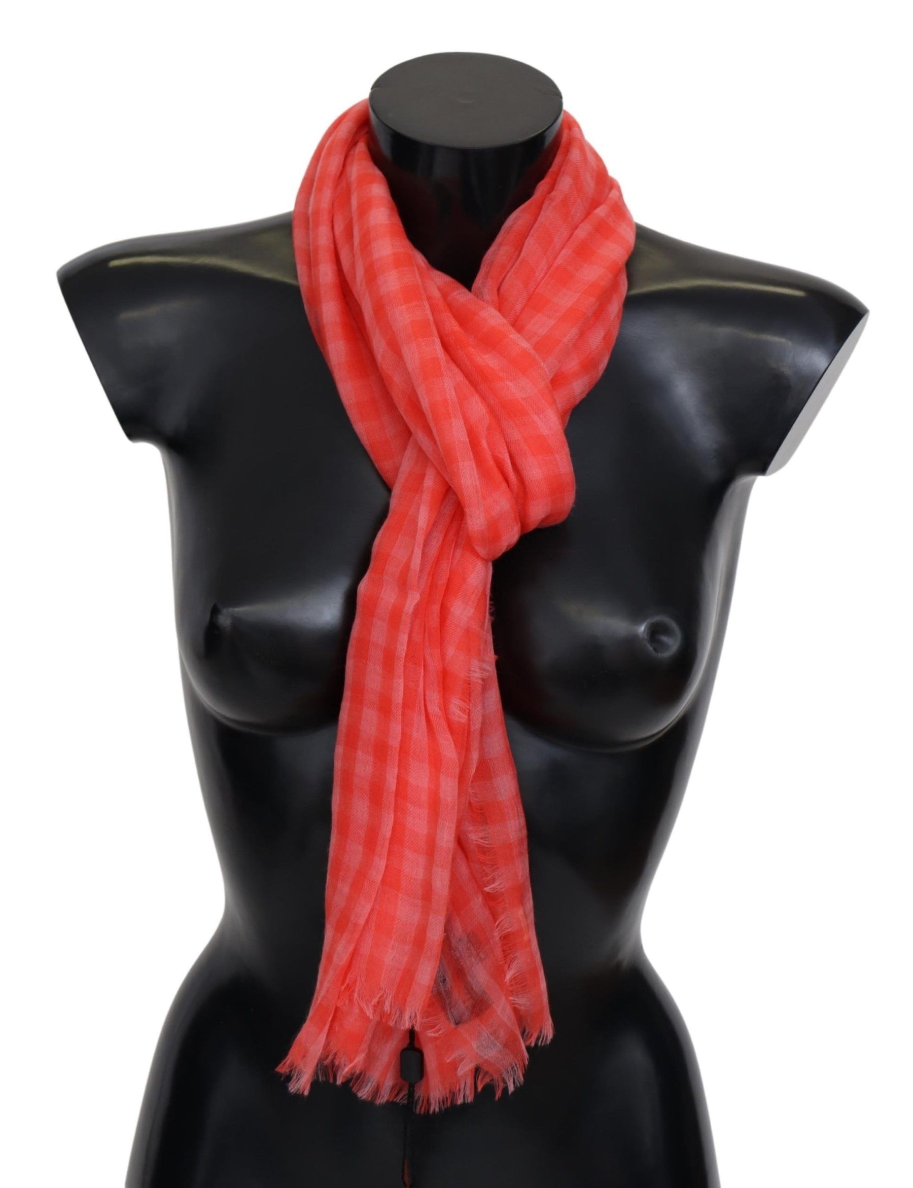 Missoni Orange Check Cashmere Unisex Wrap Fringes Scarf | Regal Royce
