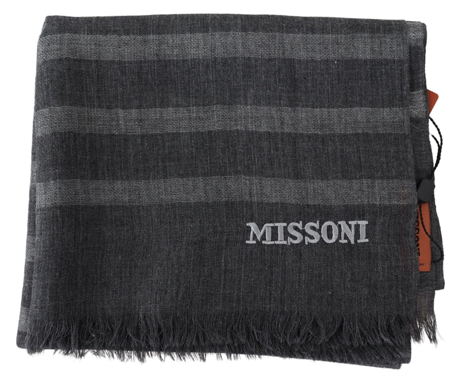 Missoni Gray Striped Wool Unisex Neck Wrap Fringes Scarf | Regal Royce