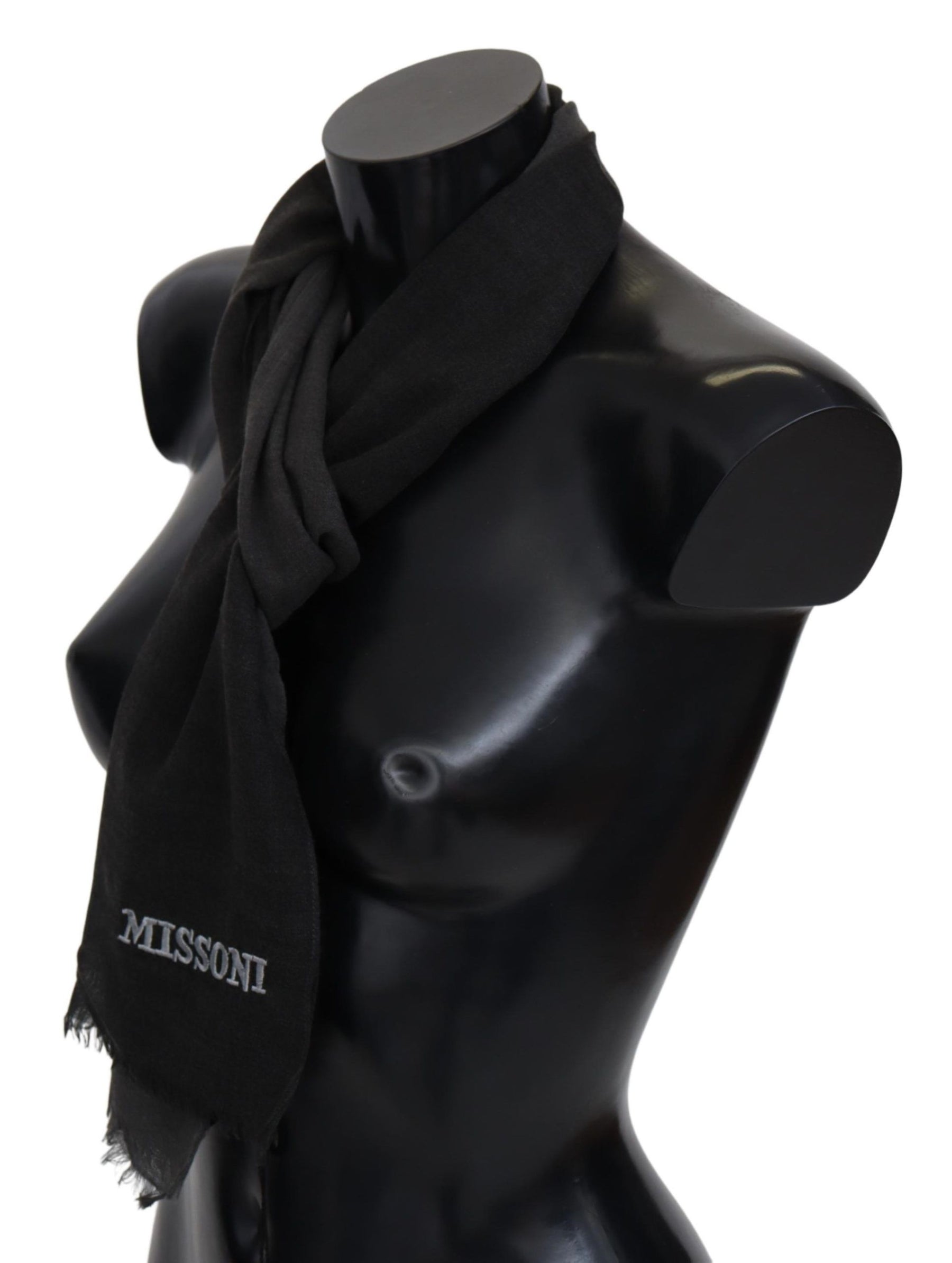 Missoni Black 100% Wool Unisex Neck Wrap Scarf | Regal Royce