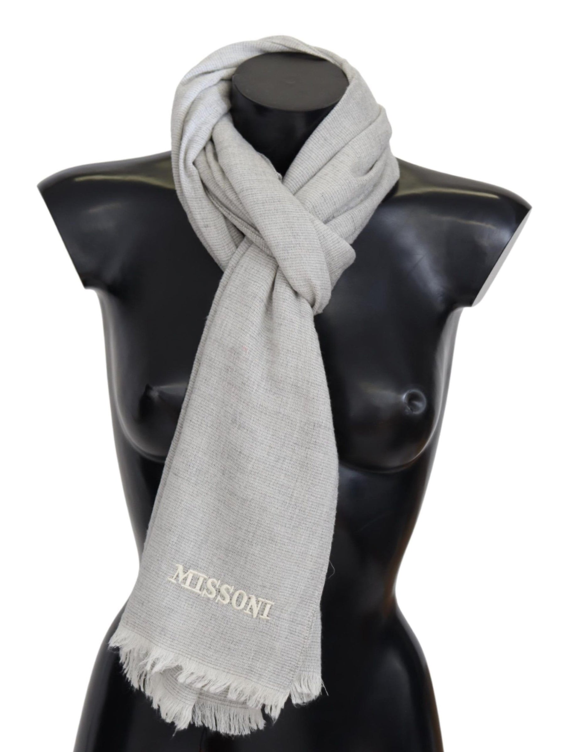 Missoni Gray Wool Knit Unisex Neck Wrap Scarf | Regal Royce