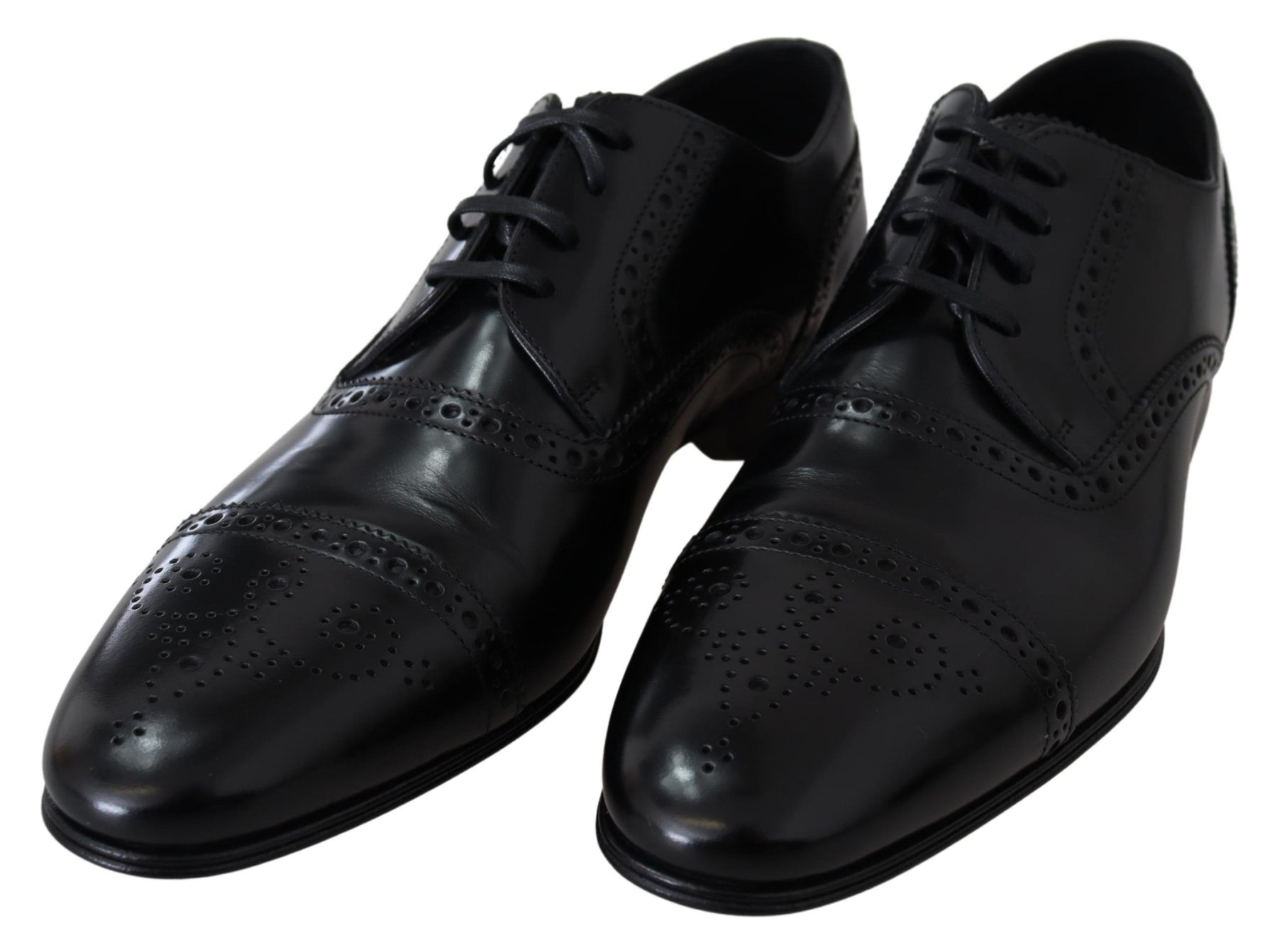 Dolce & Gabbana Black Leather Men Derby Formal Loafers Shoes | Regal Royce
