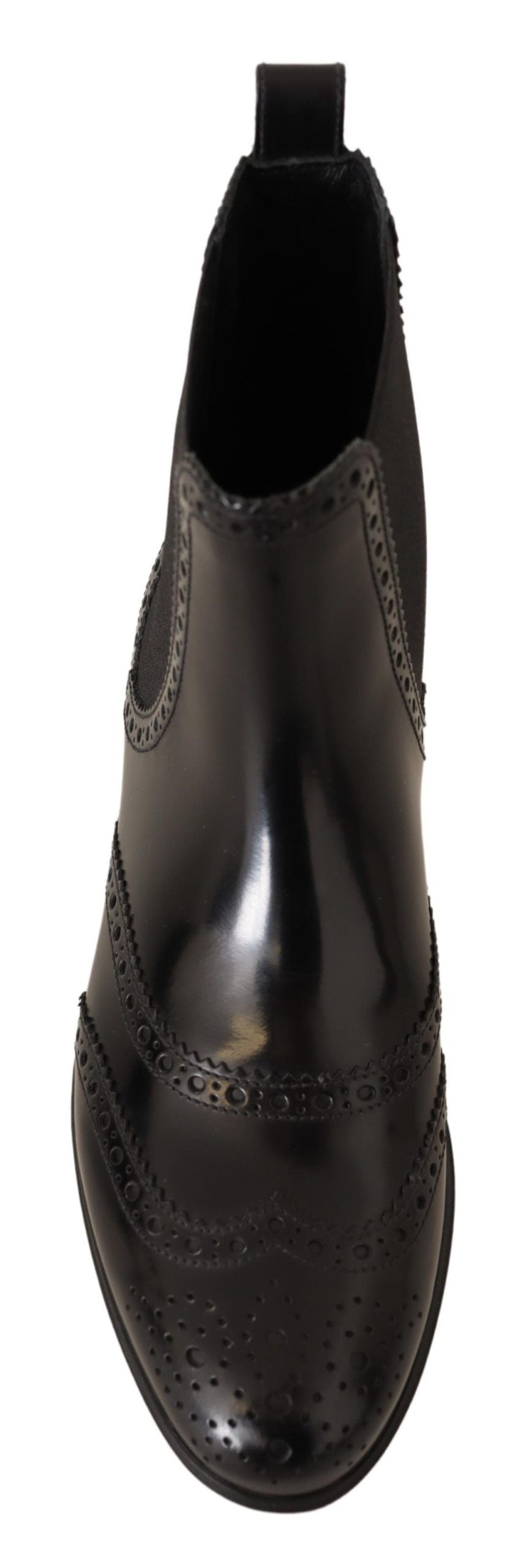 Dolce & Gabbana Black Leather Ankle High Flat Boots Shoes | Regal Royce