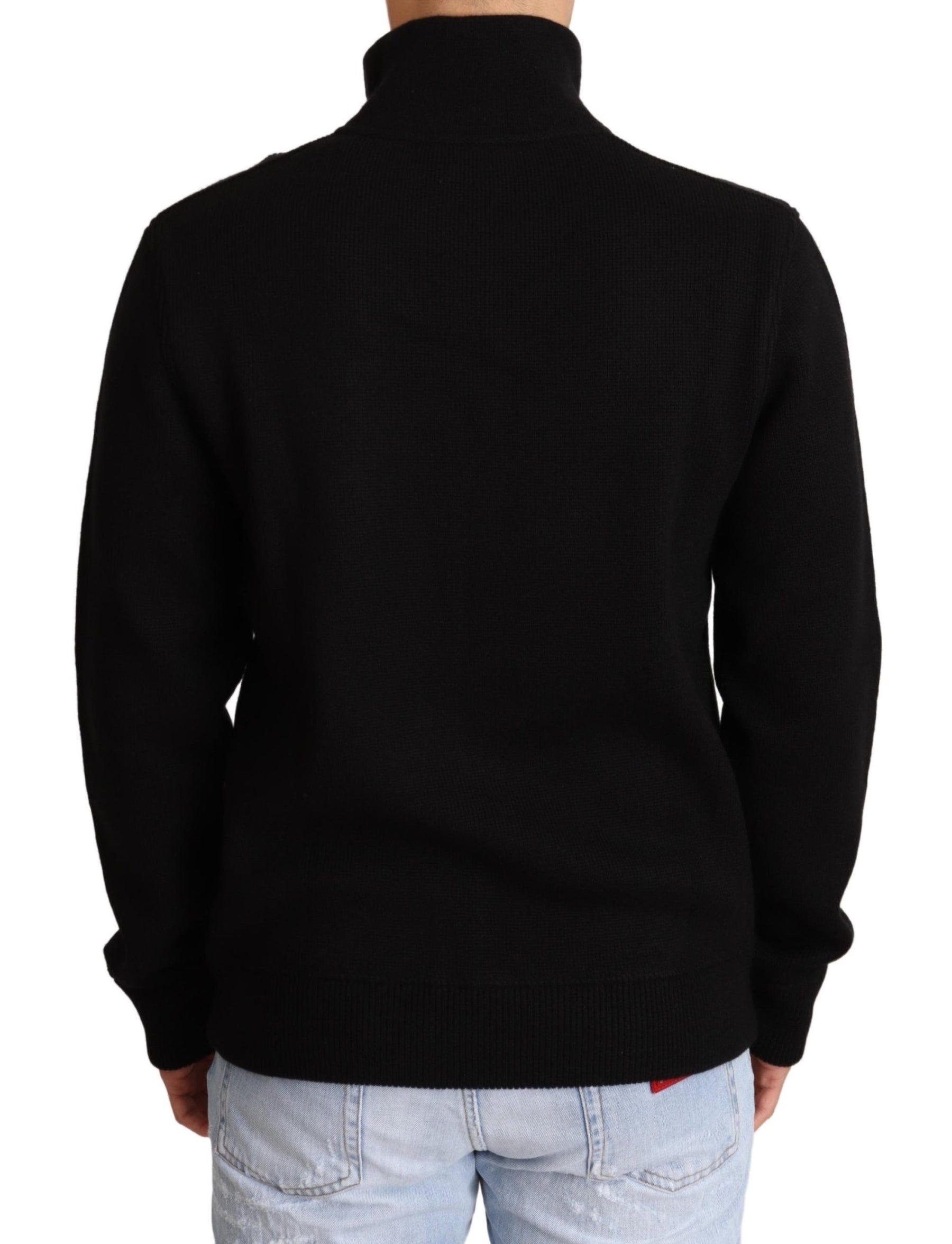 Dolce & Gabbana Black Cashmere Zipper Mens Sweater | Regal Royce
