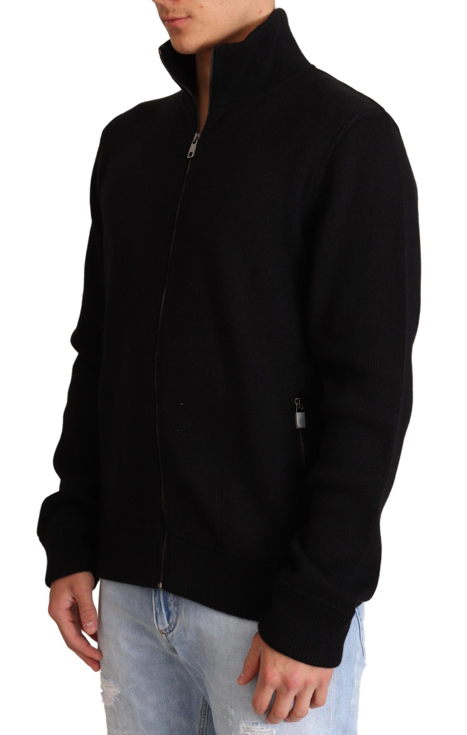 Dolce & Gabbana Black Cashmere Zipper Mens Sweater | Regal Royce