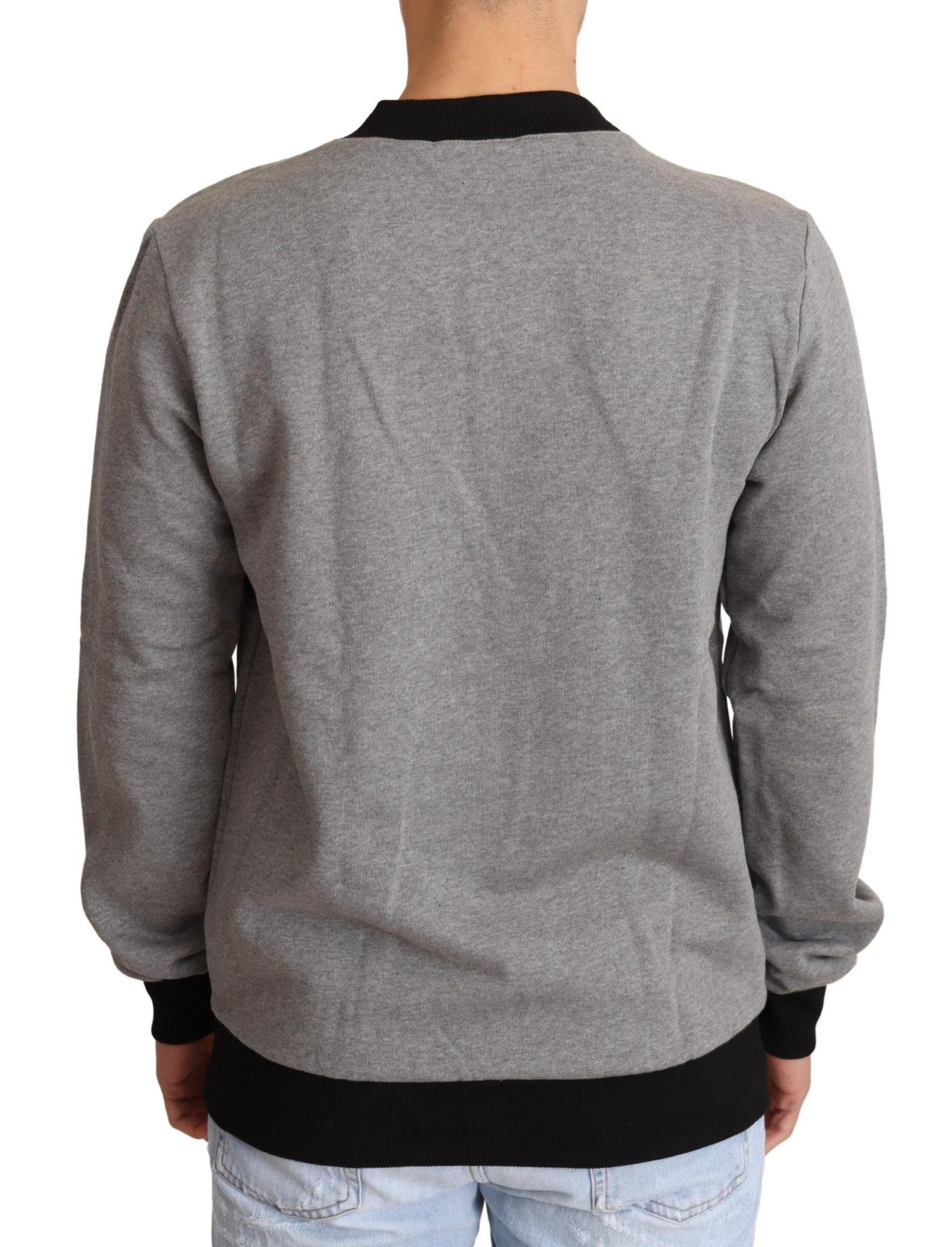 Dolce & Gabbana Gray Crown King Cotton Pullover Sweater | Regal Royce