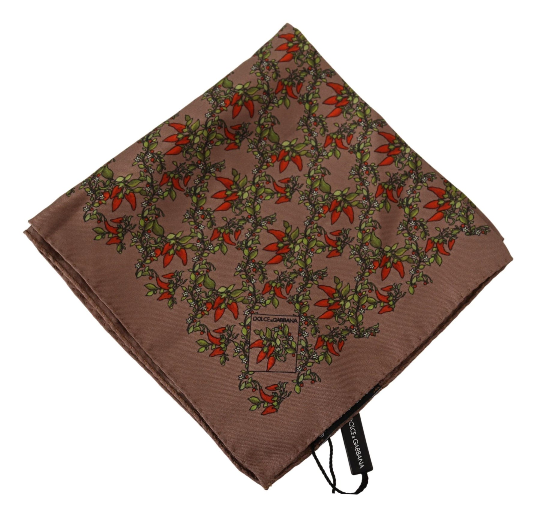 Dolce & Gabbana Brown Carrots Print Silk Handkerchief | Regal Royce