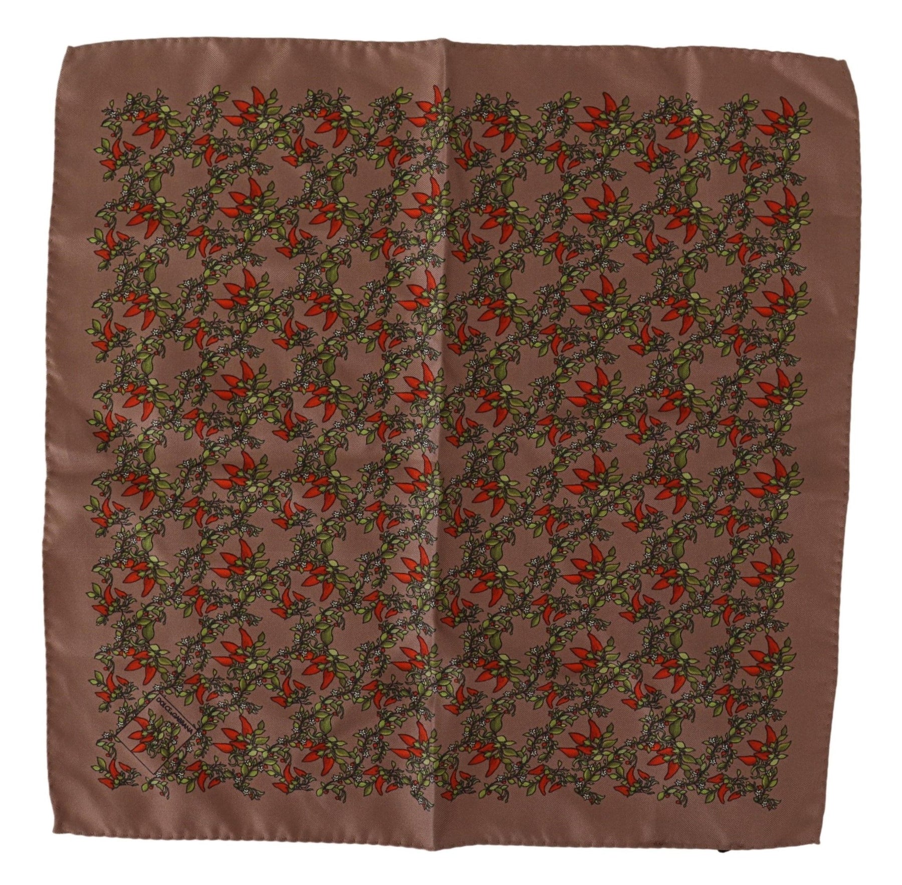 Dolce & Gabbana Brown Carrots Print Silk Handkerchief | Regal Royce