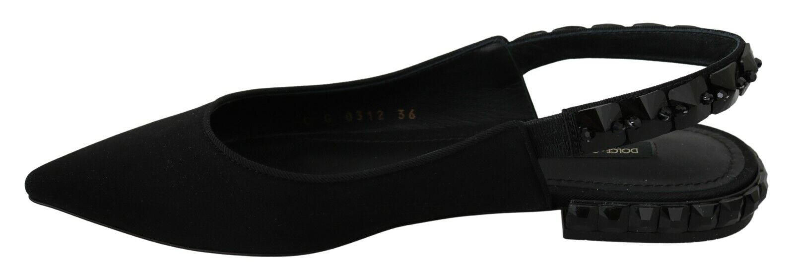 Dolce & Gabbana Black Flats Slingback Charmeuse Shoes | Regal Royce