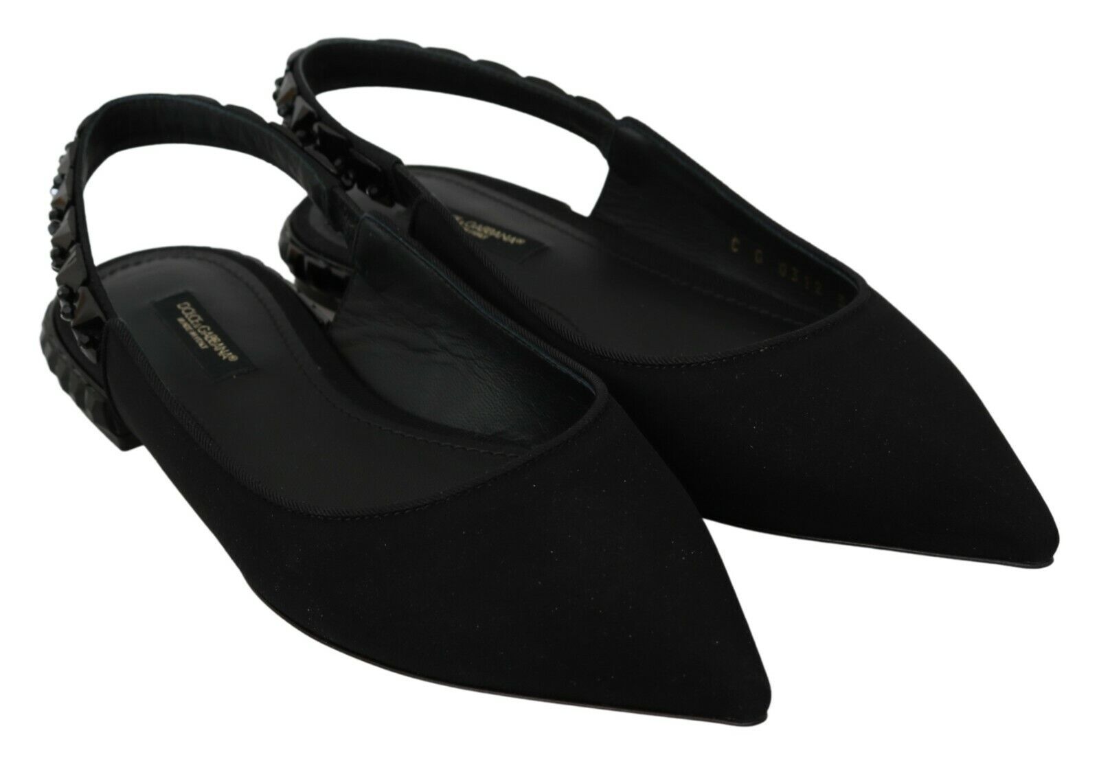 Dolce & Gabbana Black Flats Slingback Charmeuse Shoes | Regal Royce