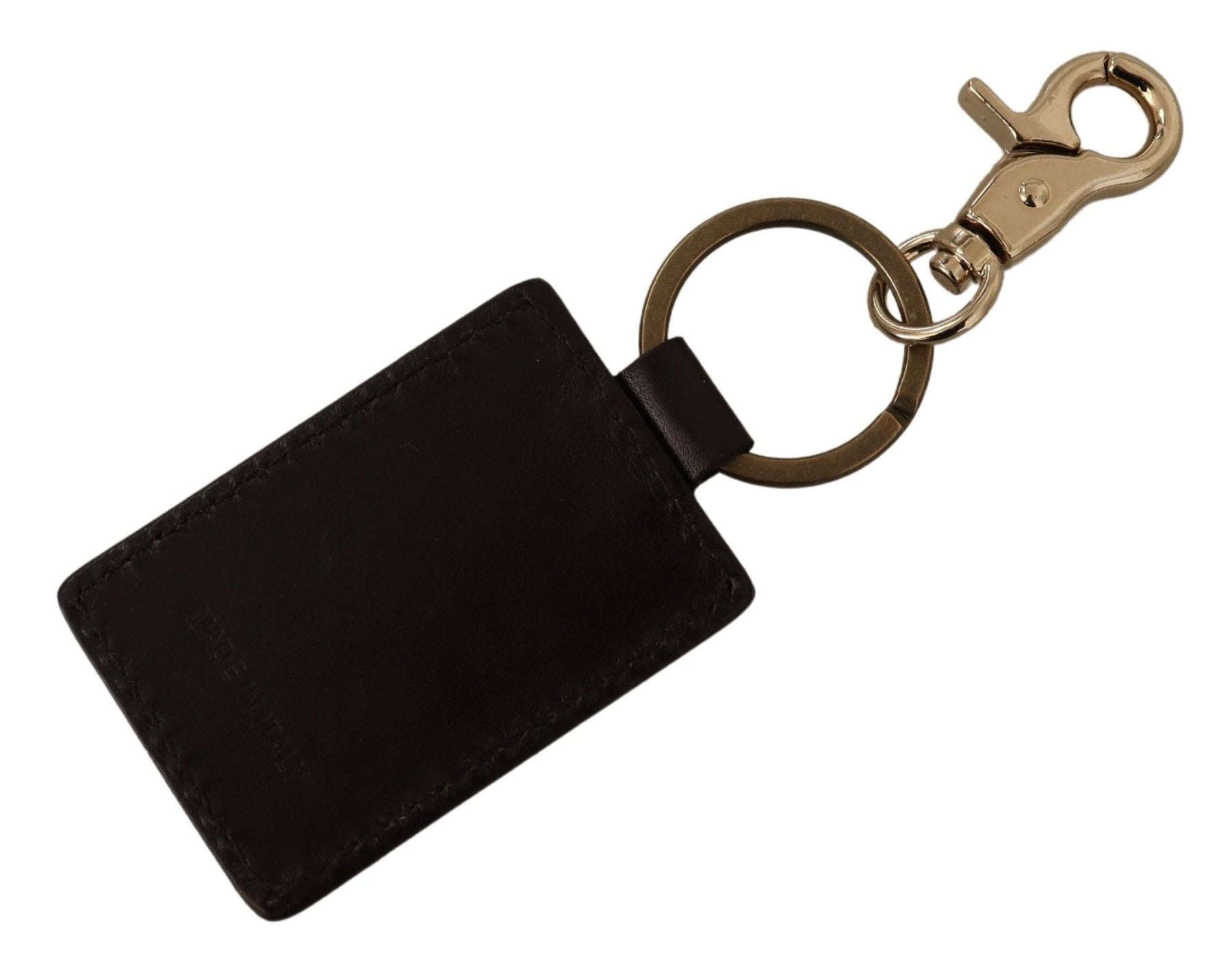 Dolce & Gabbana Brown Leather Logo Metal Ring Hook Keychain | Regal Royce