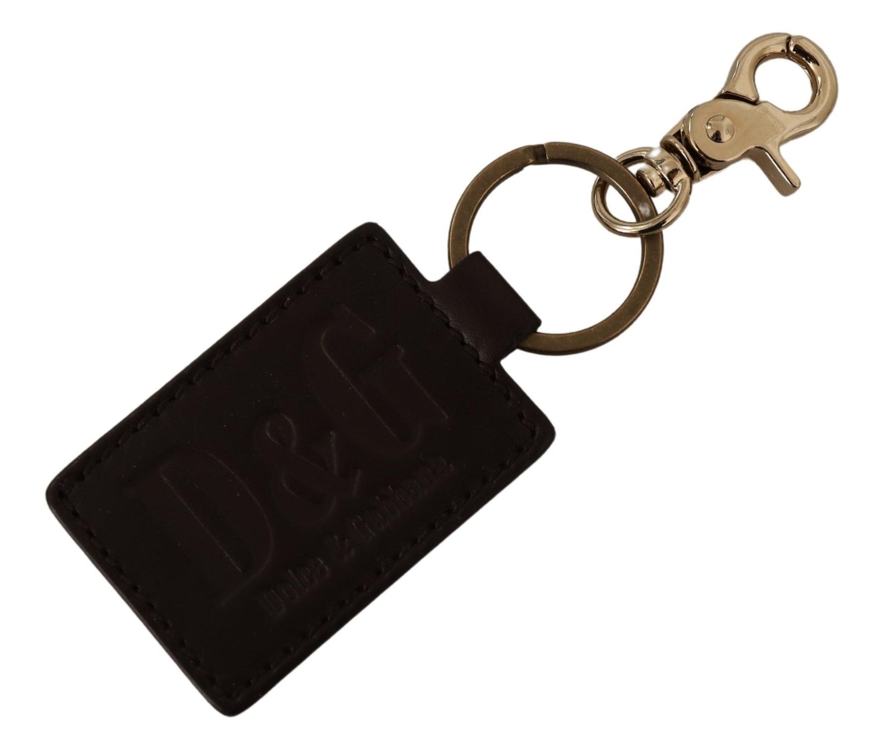 Dolce & Gabbana Brown Leather Logo Metal Ring Hook Keychain | Regal Royce