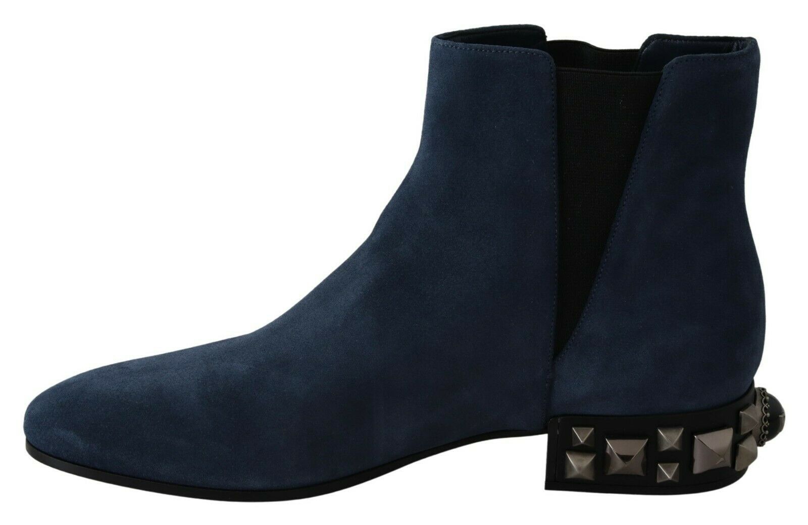 Dolce & Gabbana Blue Suede Embellished Studded Boots Shoes | Regal Royce