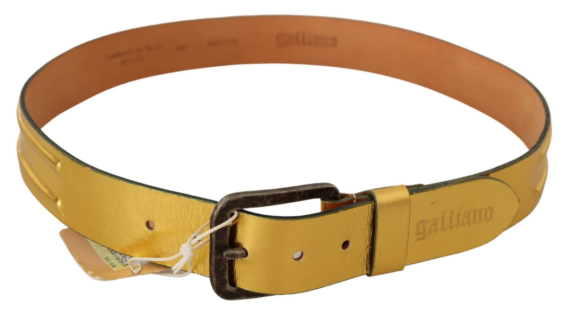 John Galliano Gold Genuine Leather Rustic Silver Buckle Waist Belt | Regal Royce