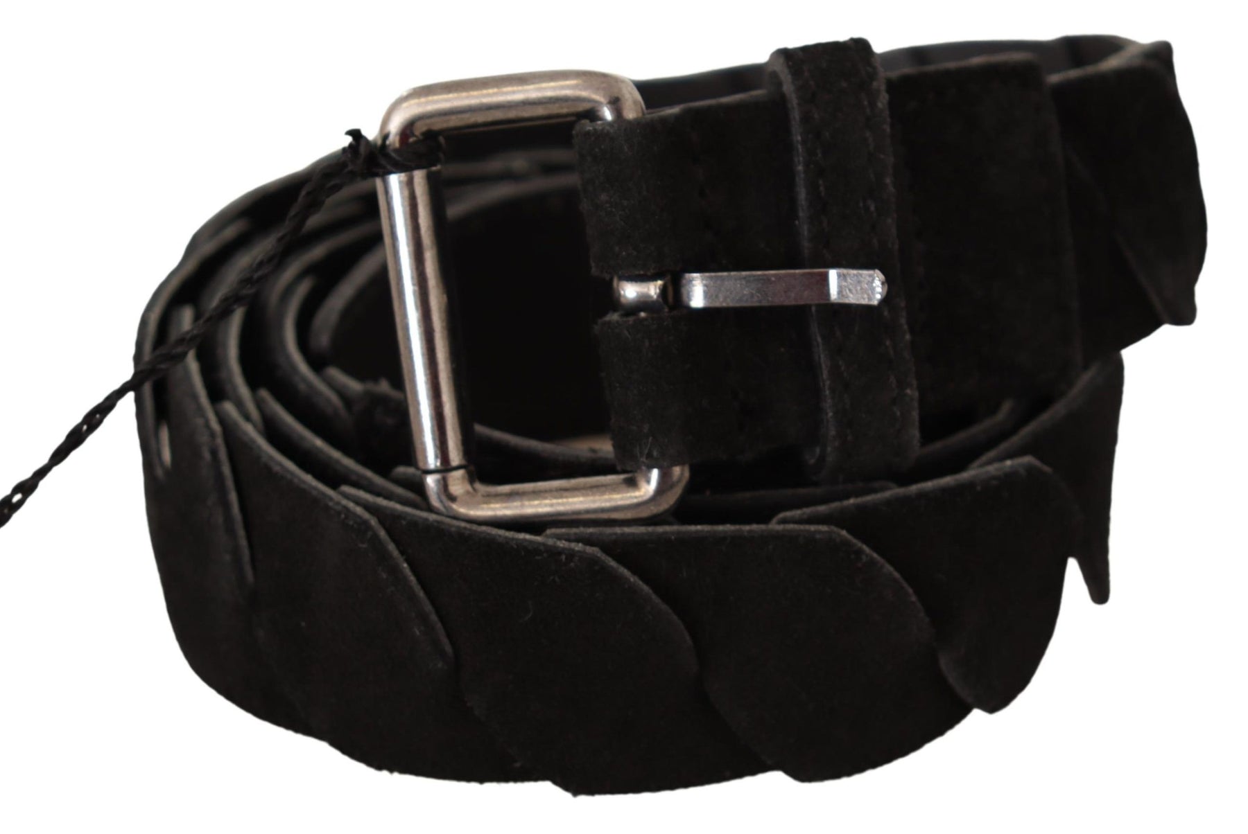 GF Ferre Black WX Silver Tone Buckle Waist Belt | Regal Royce