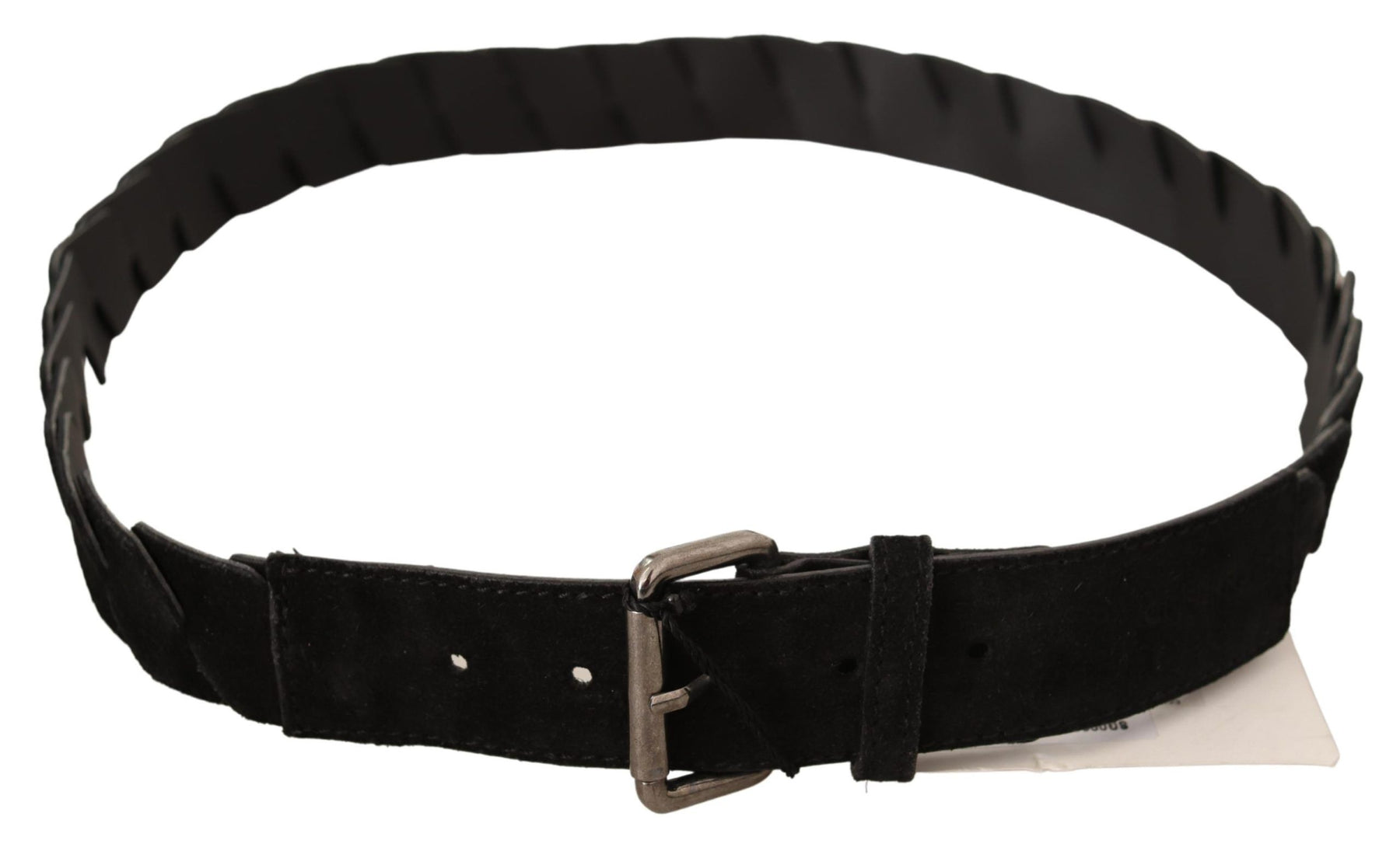 GF Ferre Black WX Silver Tone Buckle Waist Belt | Regal Royce