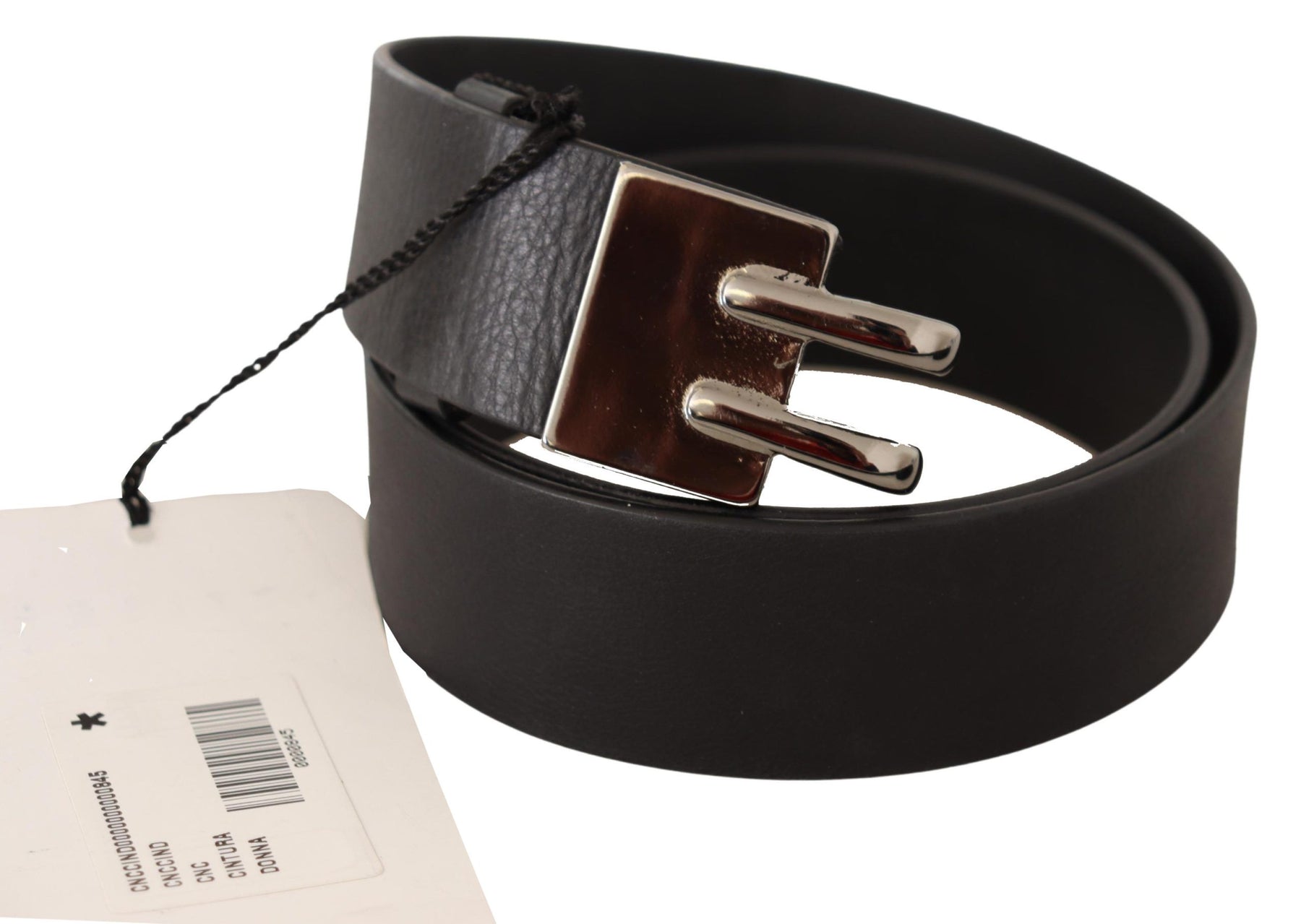 Costume National Black Leather Silver Buckle Waist Belt | Regal Royce