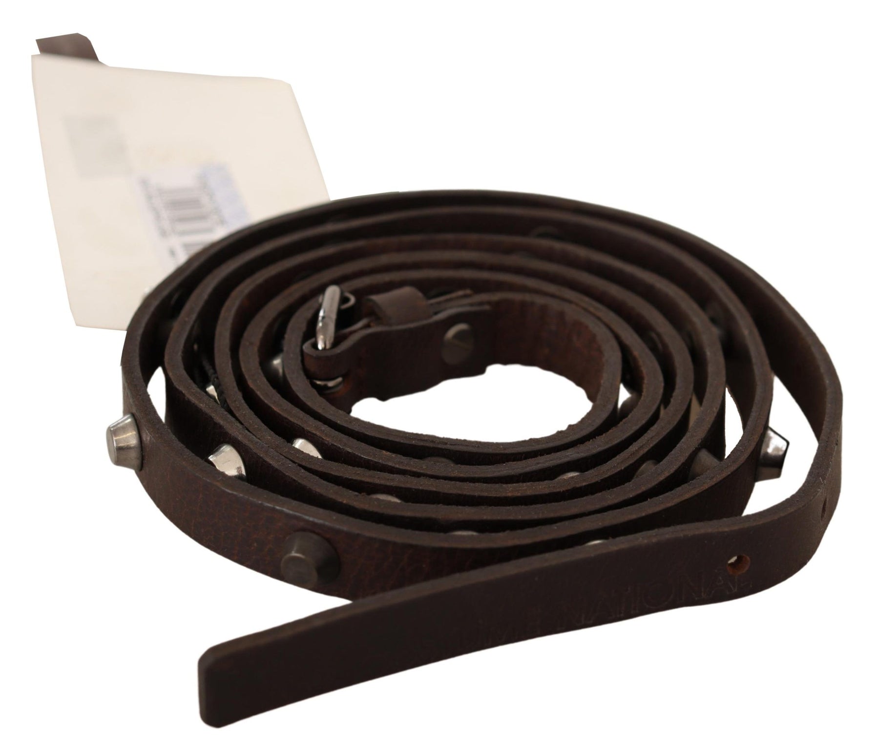 Costume National Brown Leather Silver Tone Buckle Belt | Regal Royce