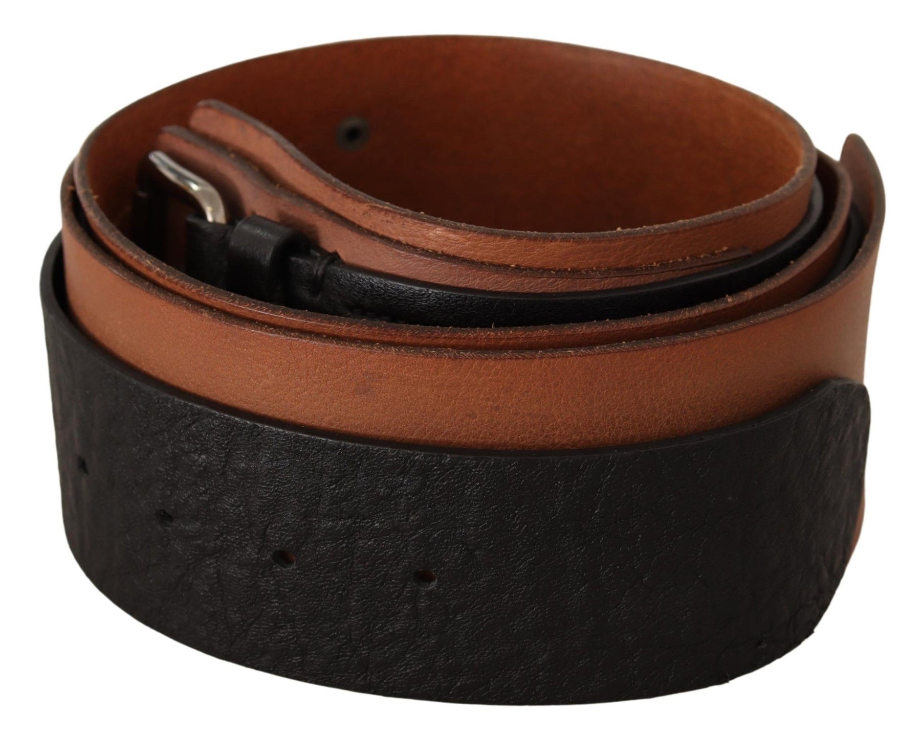 Costume National Black Brown Leather Silver Buckle | Regal Royce