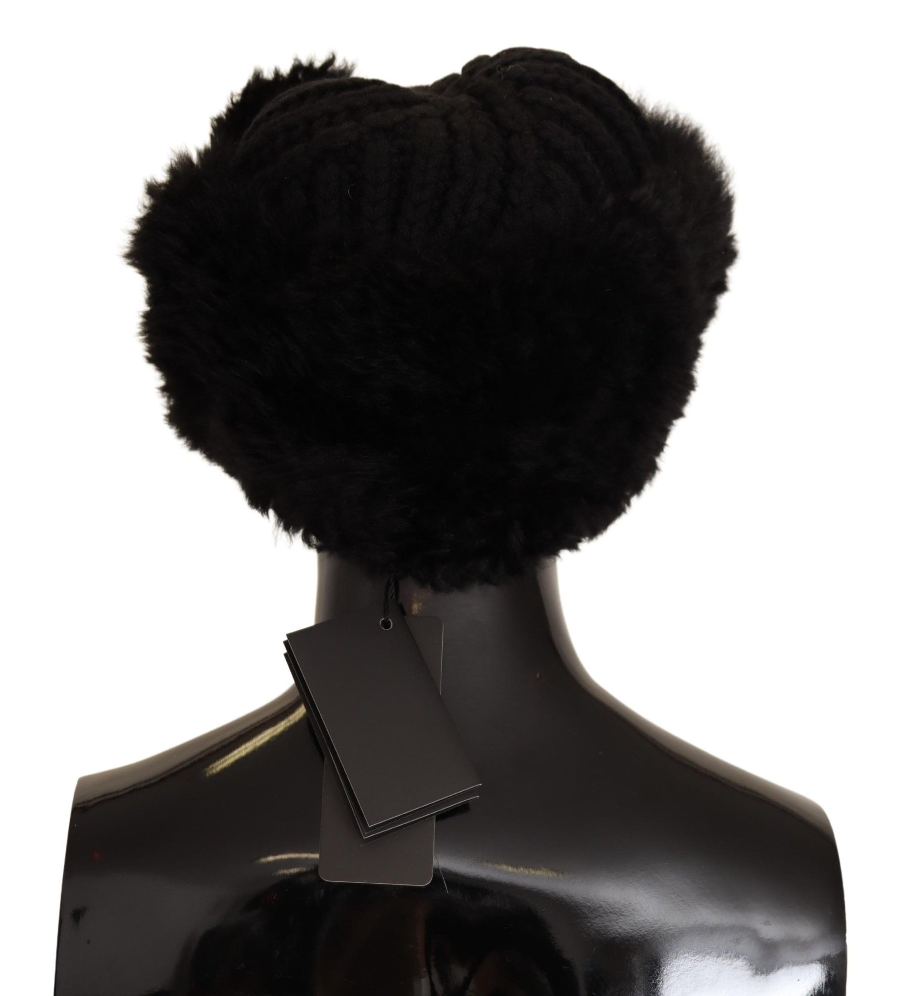 Dolce & Gabbana Black Cashmere Fur Women Beanie Women Hat | Regal Royce