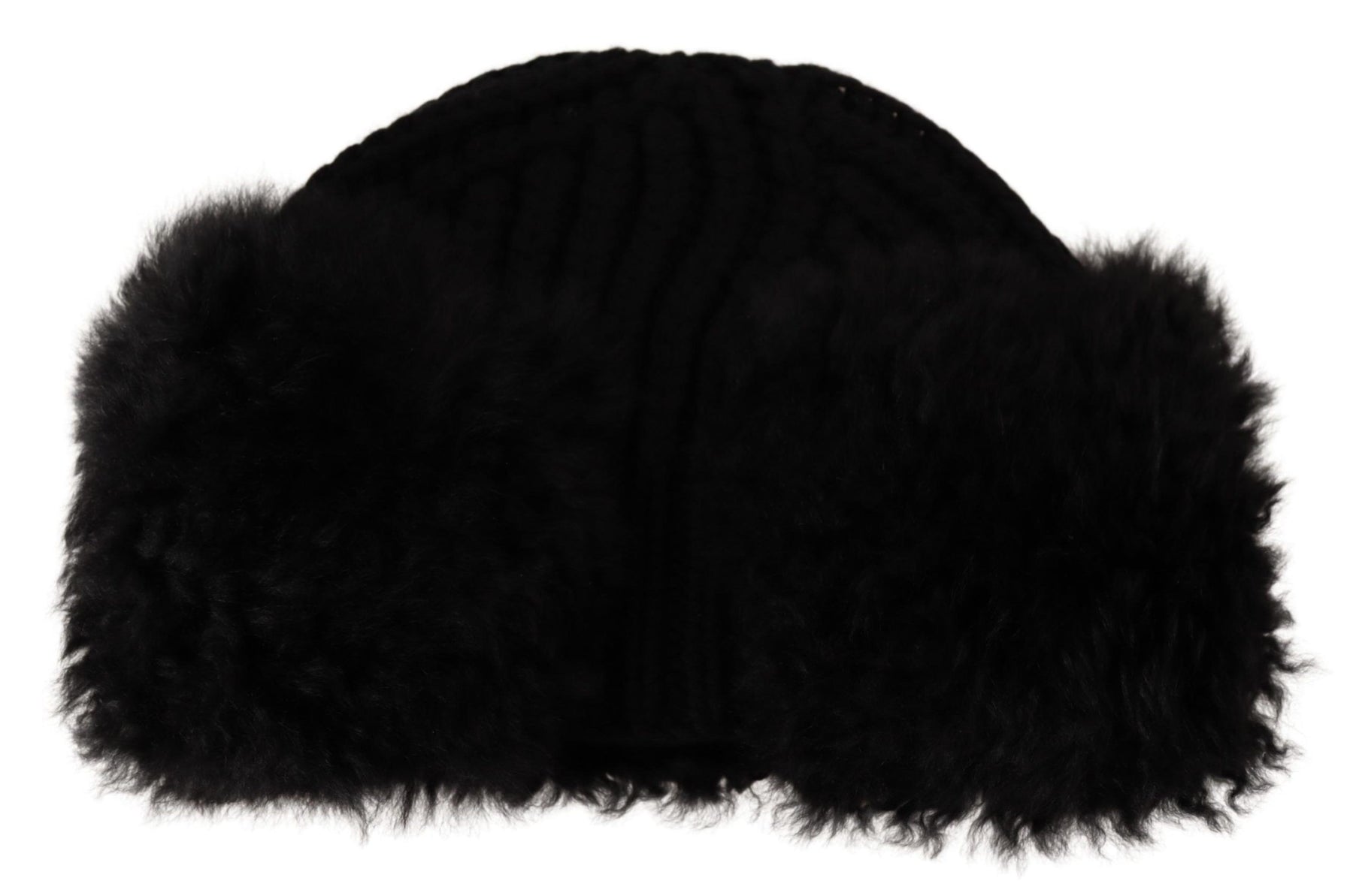 Dolce & Gabbana Black Cashmere Fur Women Beanie Women Hat | Regal Royce