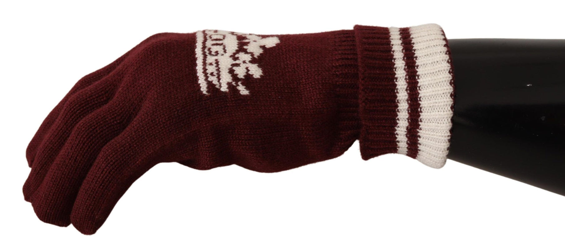Dolce & Gabbana Red White D&G Logo Crown Cashmere Gloves | Regal Royce