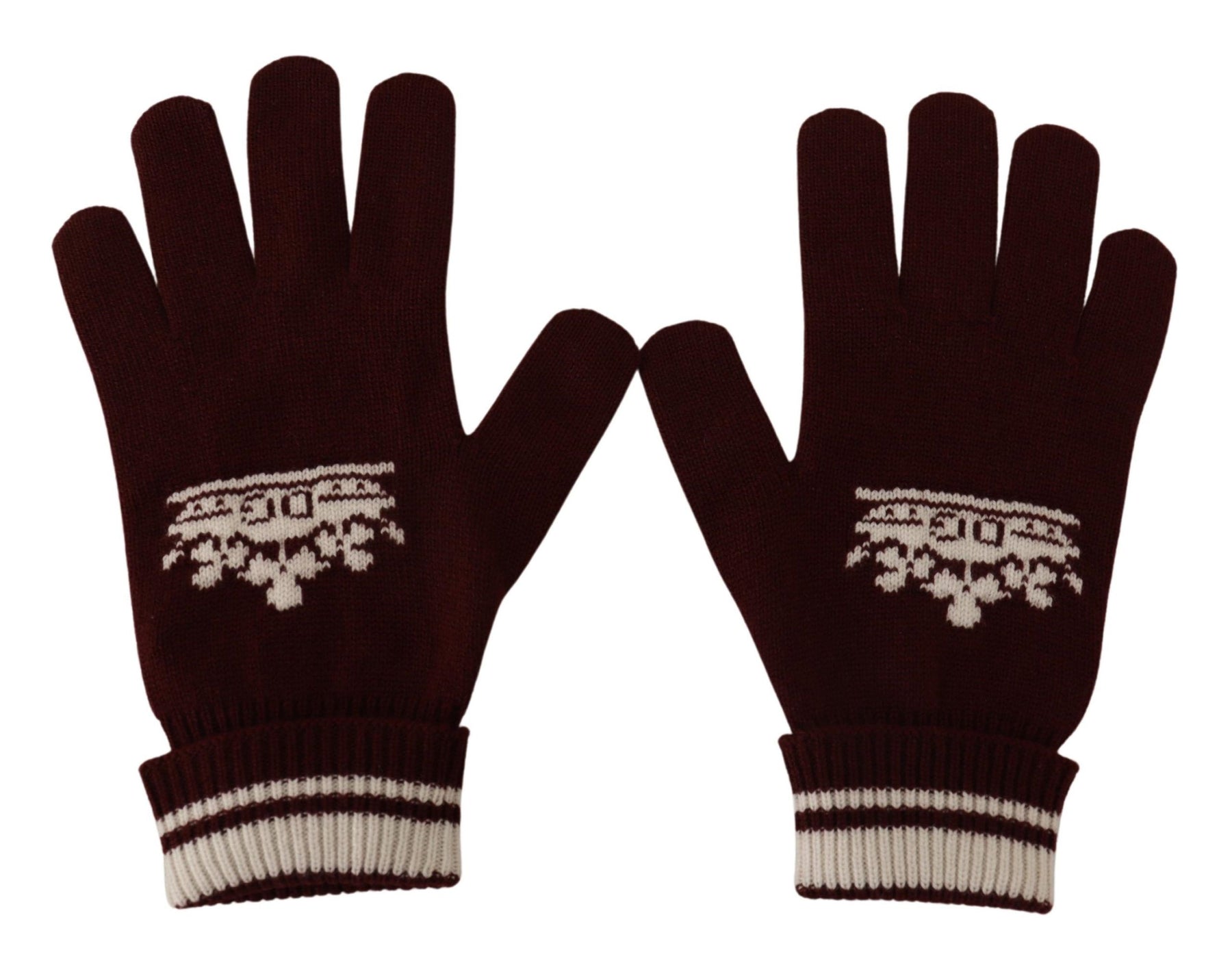 Dolce & Gabbana Red White D&G Logo Crown Cashmere Gloves | Regal Royce
