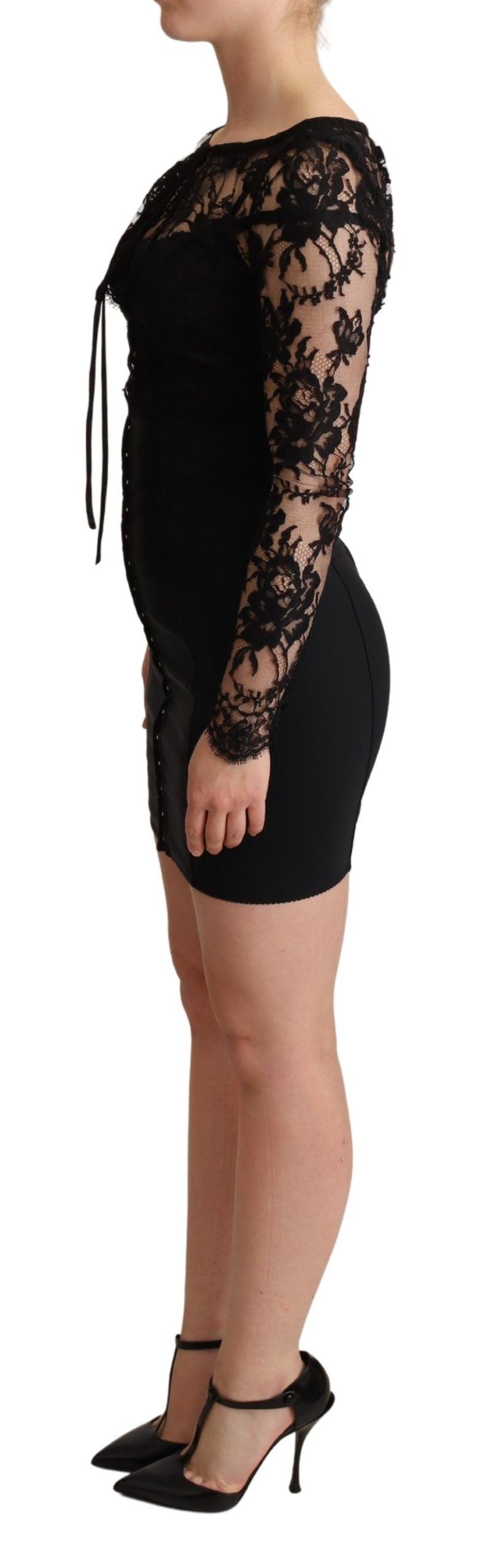 Dolce & Gabbana Black Fitted Lace Top Bodycon Mini Dress | Regal Royce