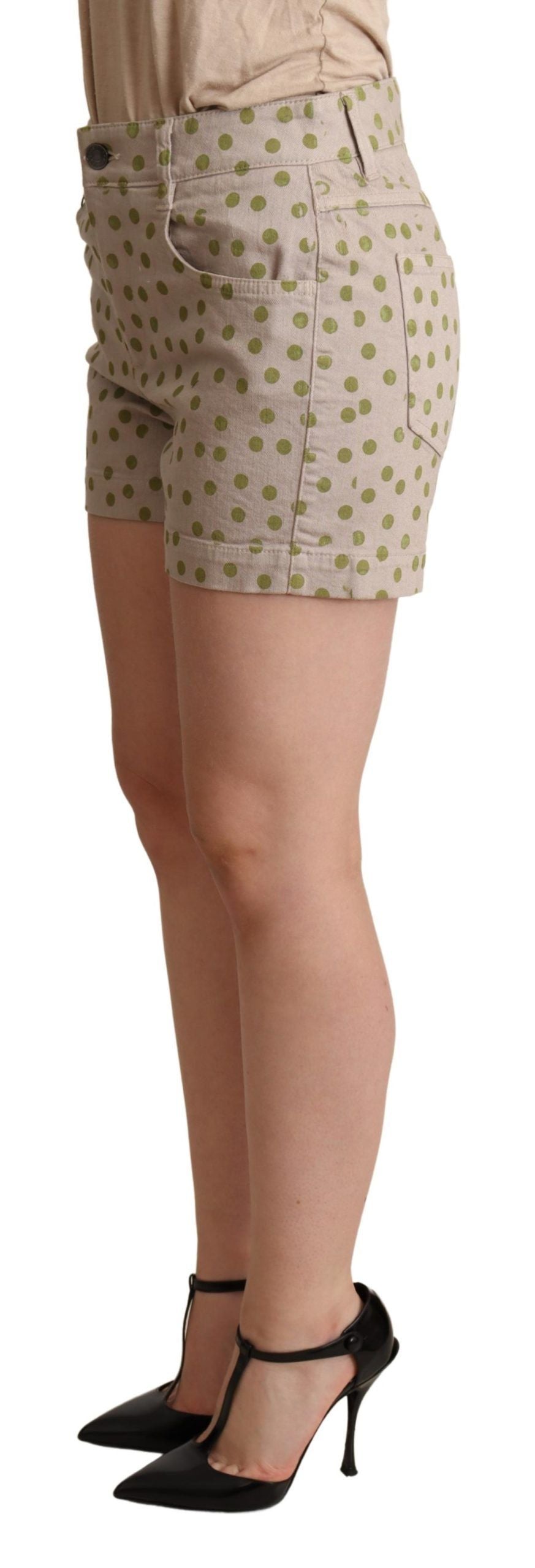 Dolce & Gabbana Beige Polka Dots Denim Cotton Stretch Shorts | Regal Royce